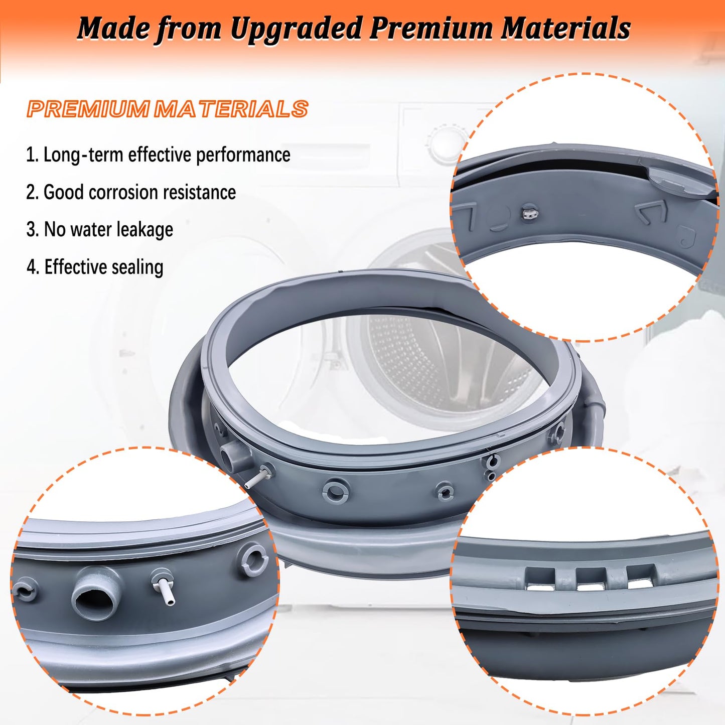 Upgraded DC97-16140P DC97-19755A Washer Door Boot Seal Compatible with Samsung Washing Machine Door Bellow Boot Gasket Replaces AP6002538 PS11735181 EAP11735181