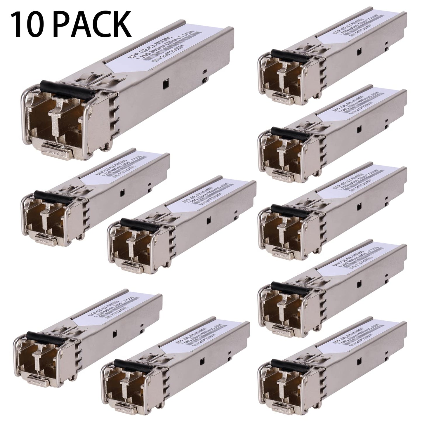 10Pack 1.25G 850nm Multimode SFP LC Transceiver Fiber Module 550 Meters 1000Base-SX LC MMF for Cisco GLC-SX-MMD/SX-MM/SFP-GE-S,Fortinet,Ubiquiti UniFi UF-MM-1G,Mikrotik S-85DLC05D Meraki MA-SFP-1GB-SX