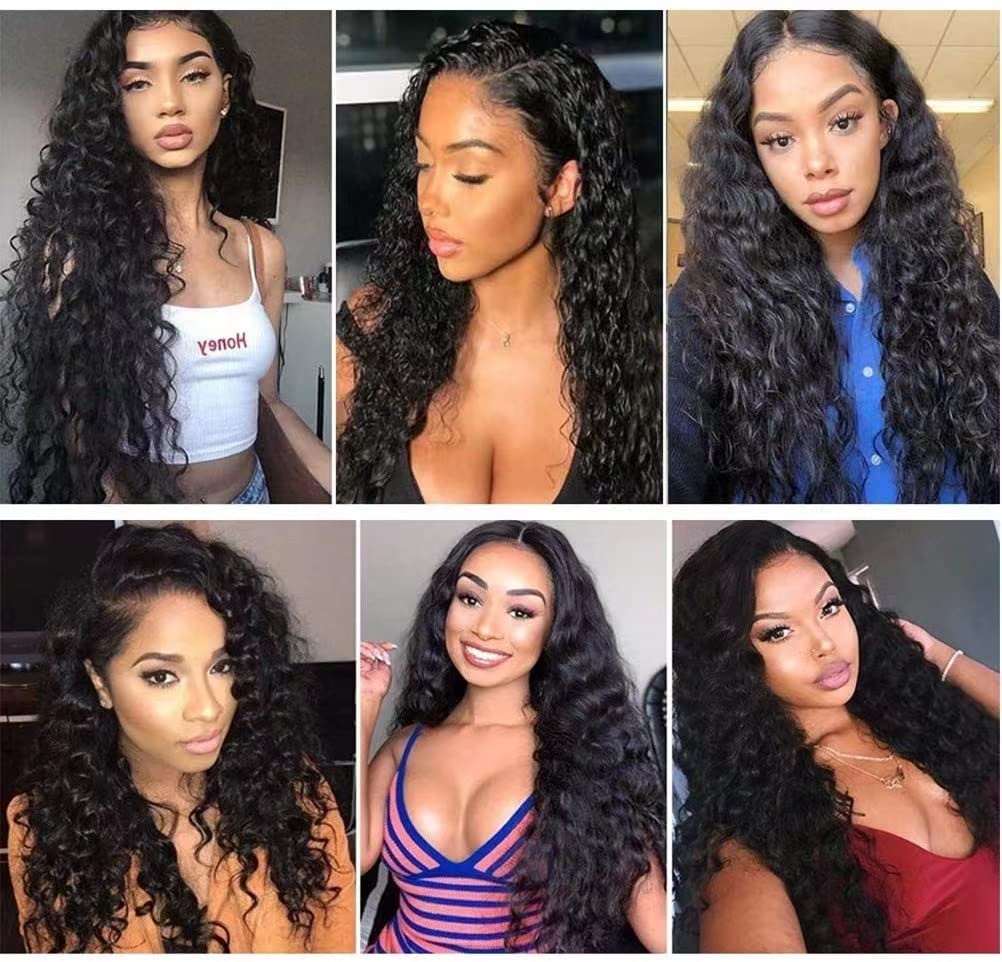 13x4 Lace Front Wigs Human Hair Pre Plucked 180 Density Brazilian Wet and Wavy Human Hair Wigs for Black Women Glueless Curly Lace Frontal Wig Natural Color (28 Inch)
