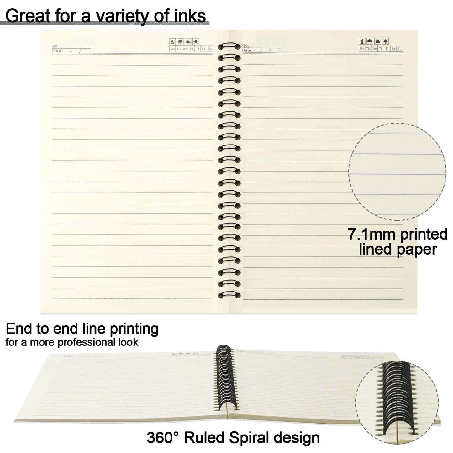 Epakh 22 Pack A5 Spiral Notebook with Kraft Cover, Back to School Hardcover Spiral Journal Notebook 5.5 x 8.3 Inch, First Day of School Travel Journal Notepad, 50 Sheets 100 Pages(White,Lined)