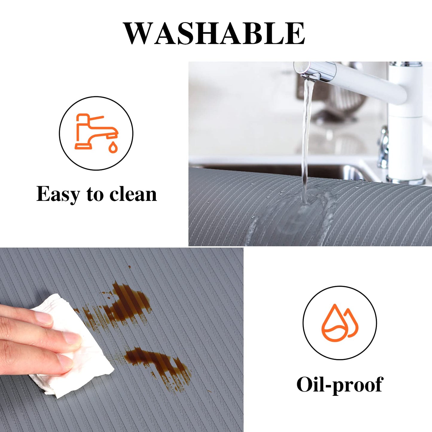 Mcrbeay Shelf Liners for Kitchen Cabinets, 22Inch x 20Ft, Non Adhesive Shelf Liner, Non-Slip Kitchen Drawer Liners, Waterproof Durable Cabinet Liners for Shelves, Refrigerator, Pantry, Dark Gray