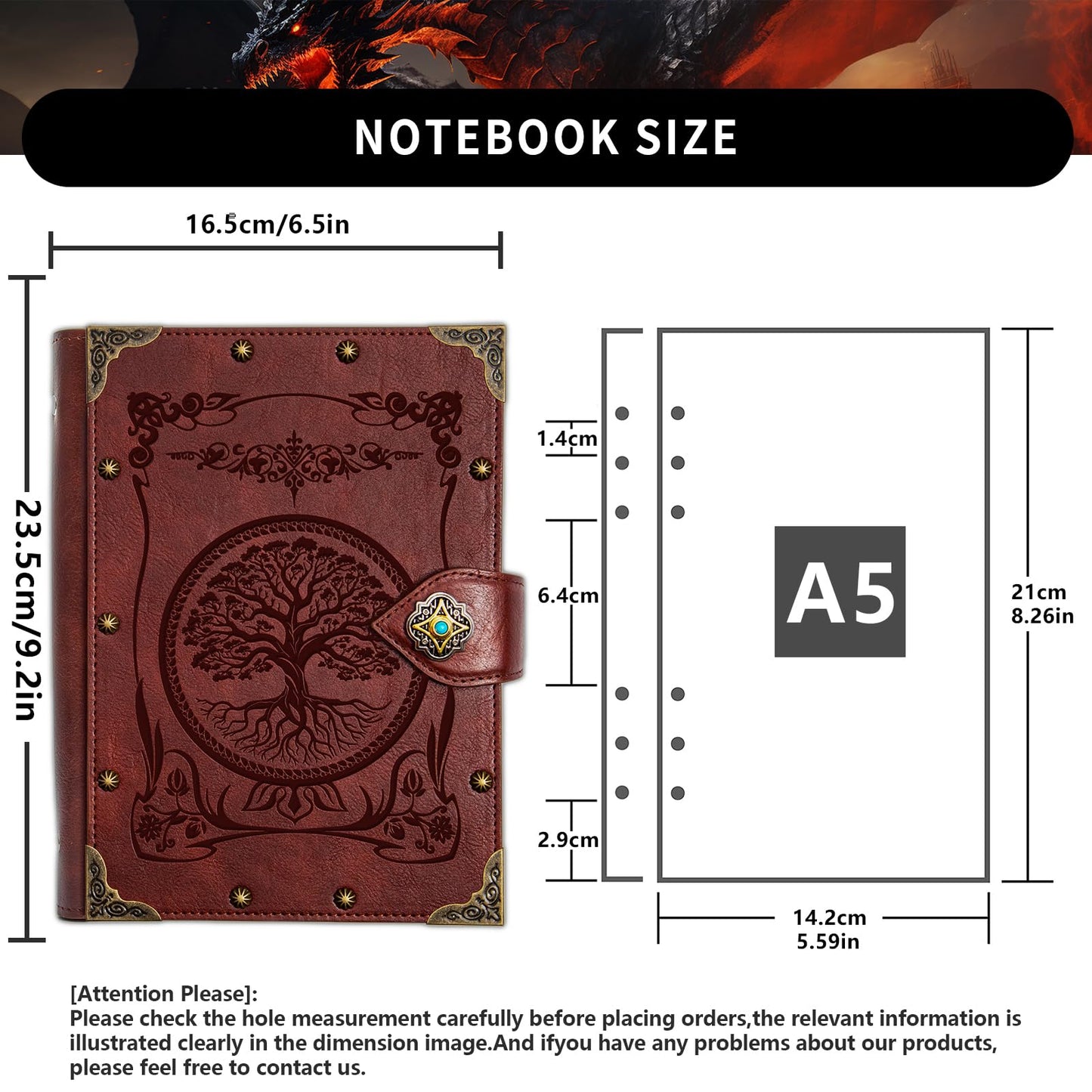 DUROTAN Tree of Life Journals Notebook Gift Set-Unique A5 Binder 400 Page Vintage Leather Suitable for Women & Men writing,Poets,Travelers,as a Diary Dnd Gift
