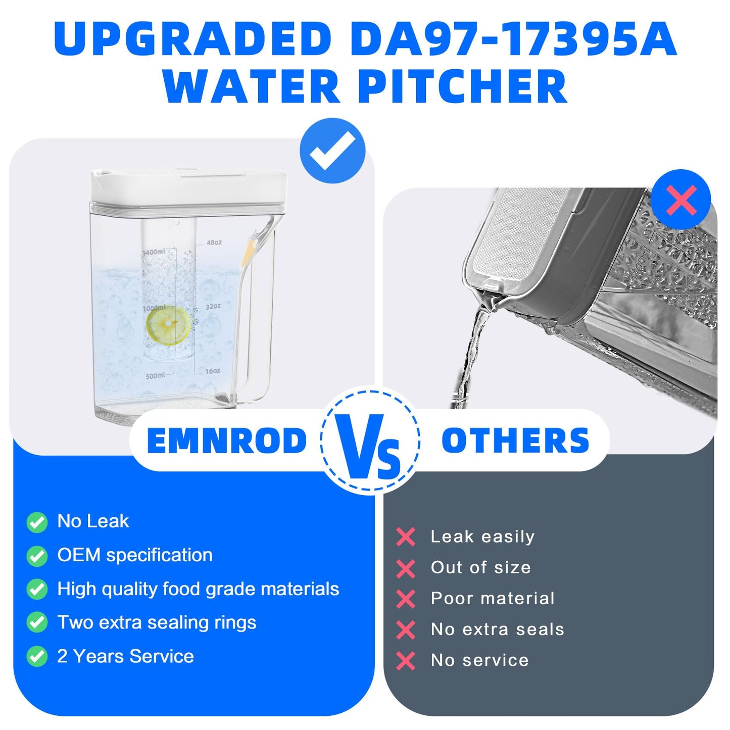 DA97-17395A RF23M8070SR Water Pitcher for Samsung Water Pitcher for Fridge Door Replacement for Samsung Refrigerator RF23M8570SR RF23M8590SG RF23M8090SR DA97-17395A Water Reservoir/Tank