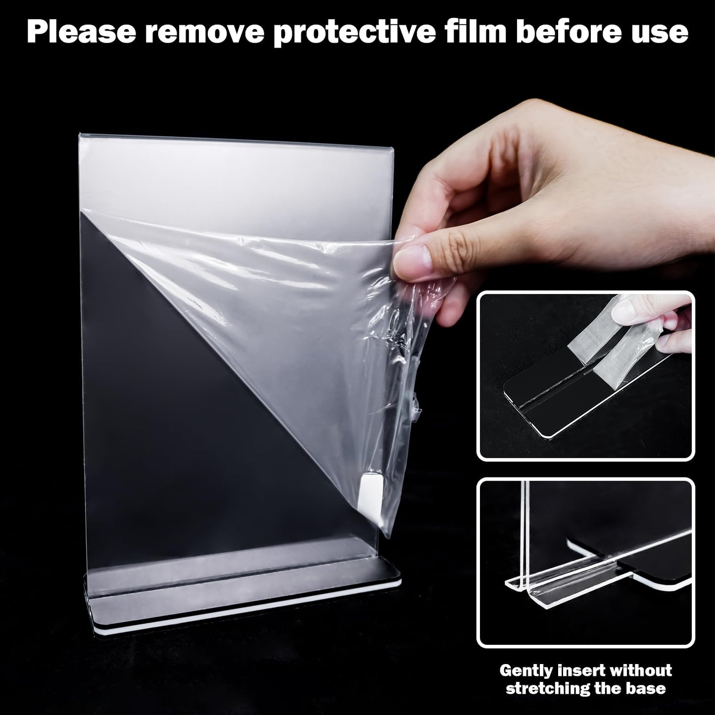 Succwoah Acrylic Sign Holder 5 x 7, 24 Pack Clear Double-Sided Acrylic Display Stand for Vertical Tabletop Use, Perfect for Menus, Flyers, and Paper in Restaurants, Hotels, Office