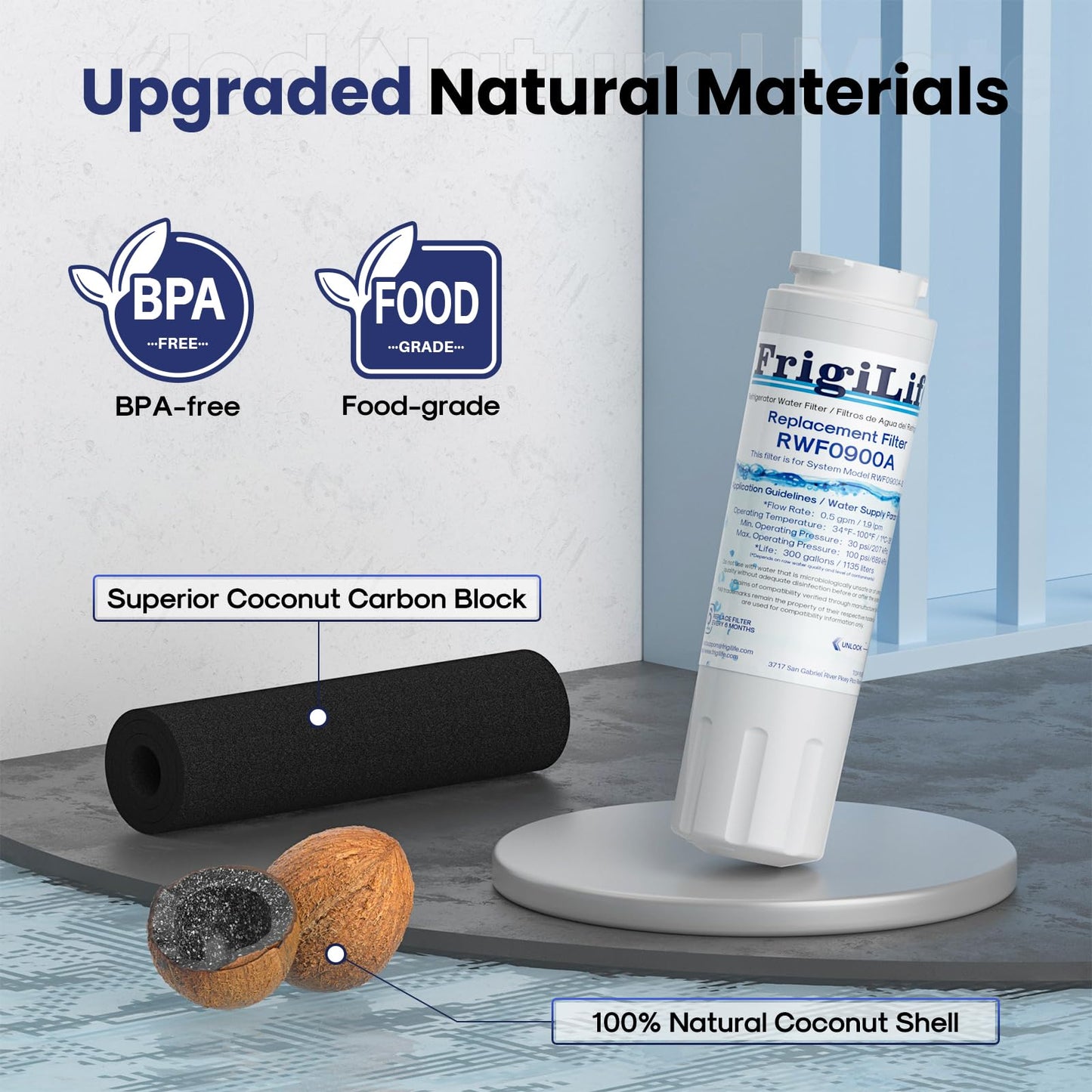 FrigiLife UKF8001 Replacement for EveryDrop Filter 4, Everydrop EDR4RXD1, UKF8001AXX-200, UKF8001P, Whirlpool 4396395, 469006, FMM-2 MPF15090 WF-UKF8001, SGF-M9 Refrigerator Water Filter, 4PACK