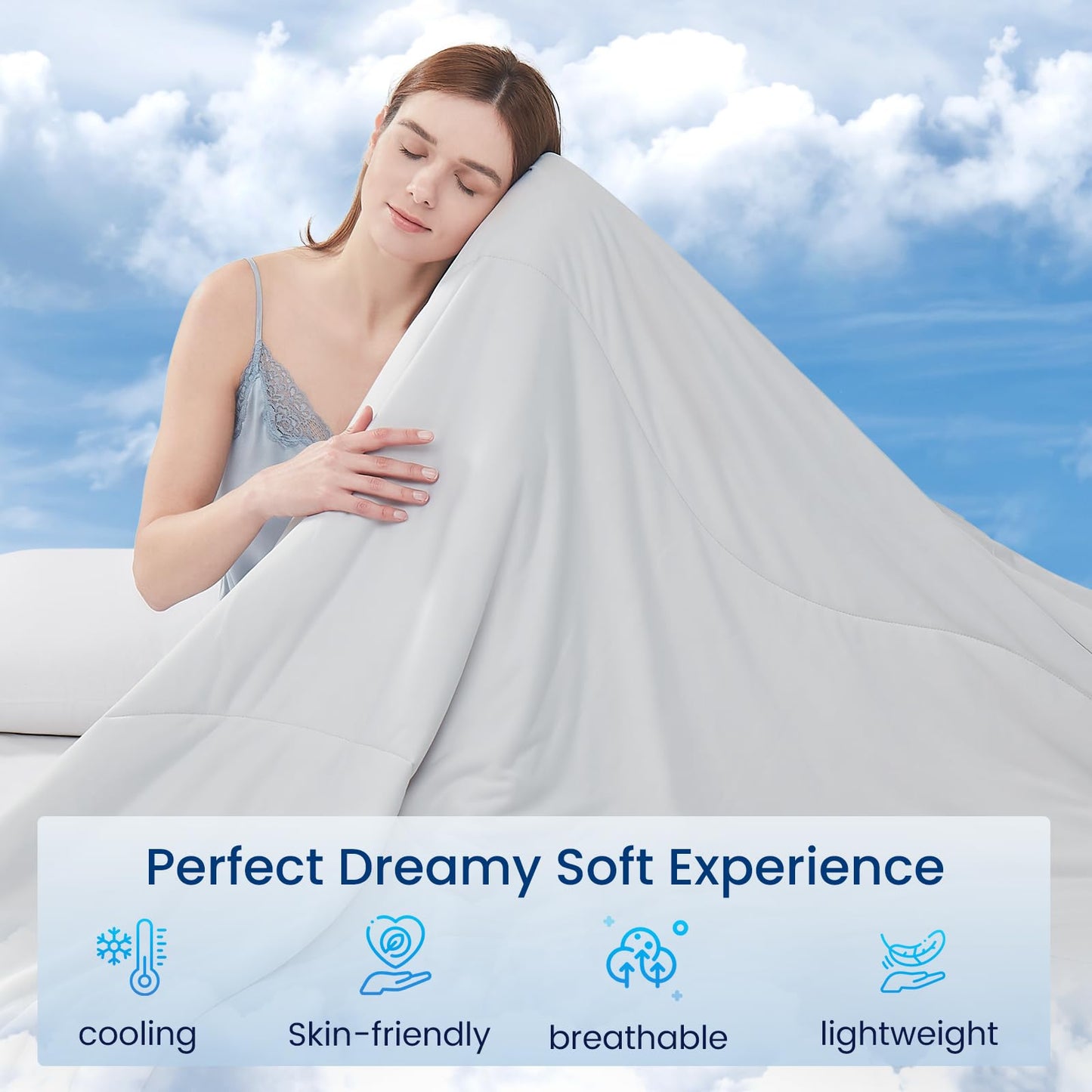 Topcee Cooling Comforter 60"x90"-Cooling Blanket Everlasting Cold Touch for Hot Sleepers-Q-max 0.35 Double-Sided Lightweight Design Summer Ice Blanket for Night Sweats-Grey Twin