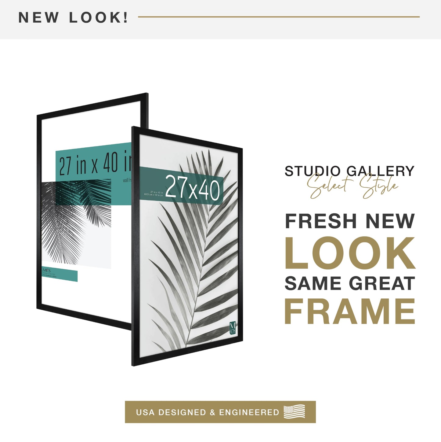 MCS Studio Gallery Movie Poster Frame 27x40 Black Woodgrain Engineered Wood, Vertical & Horizontal Wall Hanging Large Picture Frame for Photos, Artwork & Custom Posters (1-Pack)