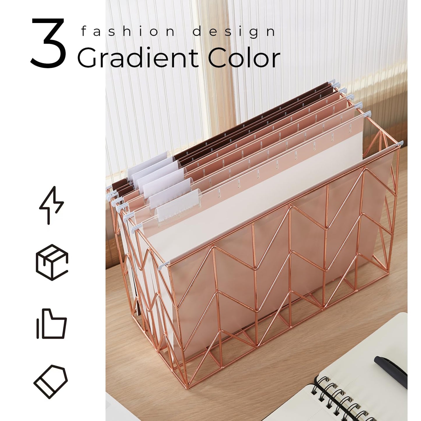 Y YOMA 36 Pack Gradient Hanging File Folders Letter Size Decorative Hanging Folder Pretty File Folder Organizer for Filing Cabinet Office Home with 1/5-Cut Adjustable Tabs, Coco Mocha