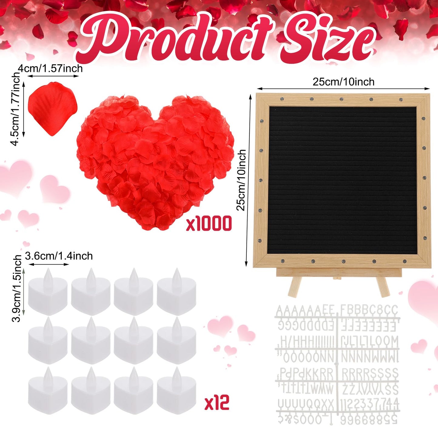 Ceenna Will You Be My Girlfriend Romantic Sign with LED Candles and Artificial Rose Petals Valentine's Day DIY Felt Letter Wood Board Sign with Lights for Valentine's Day Anniversary Party(Black)