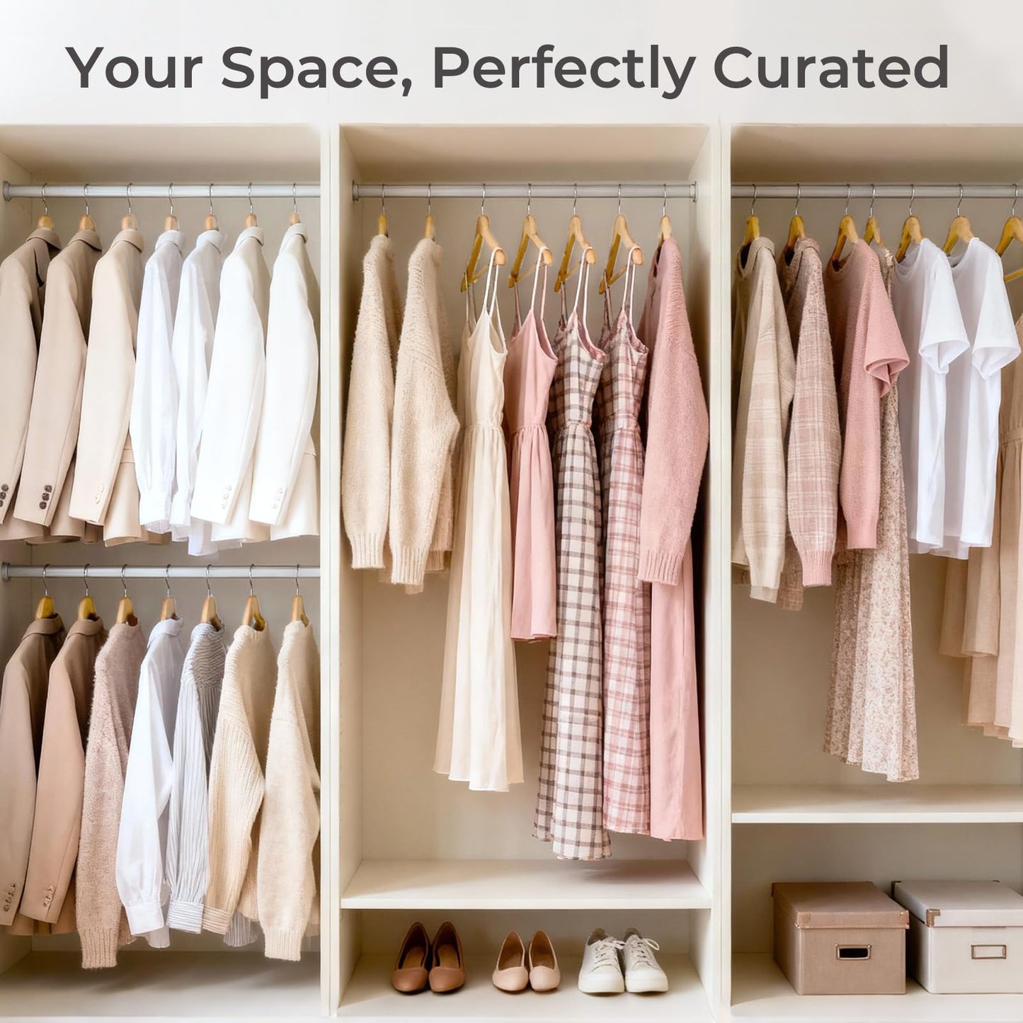 HOUSE DAY Premium Wooden Coat Hangers 30 Pack, Heavy Duty Solid Wood Clothes Hangers with 360° Swivel Hook & Pant Bar for Jackets, Dress, Shirts, Natural Wood Suit Hanger for Closet Organizer