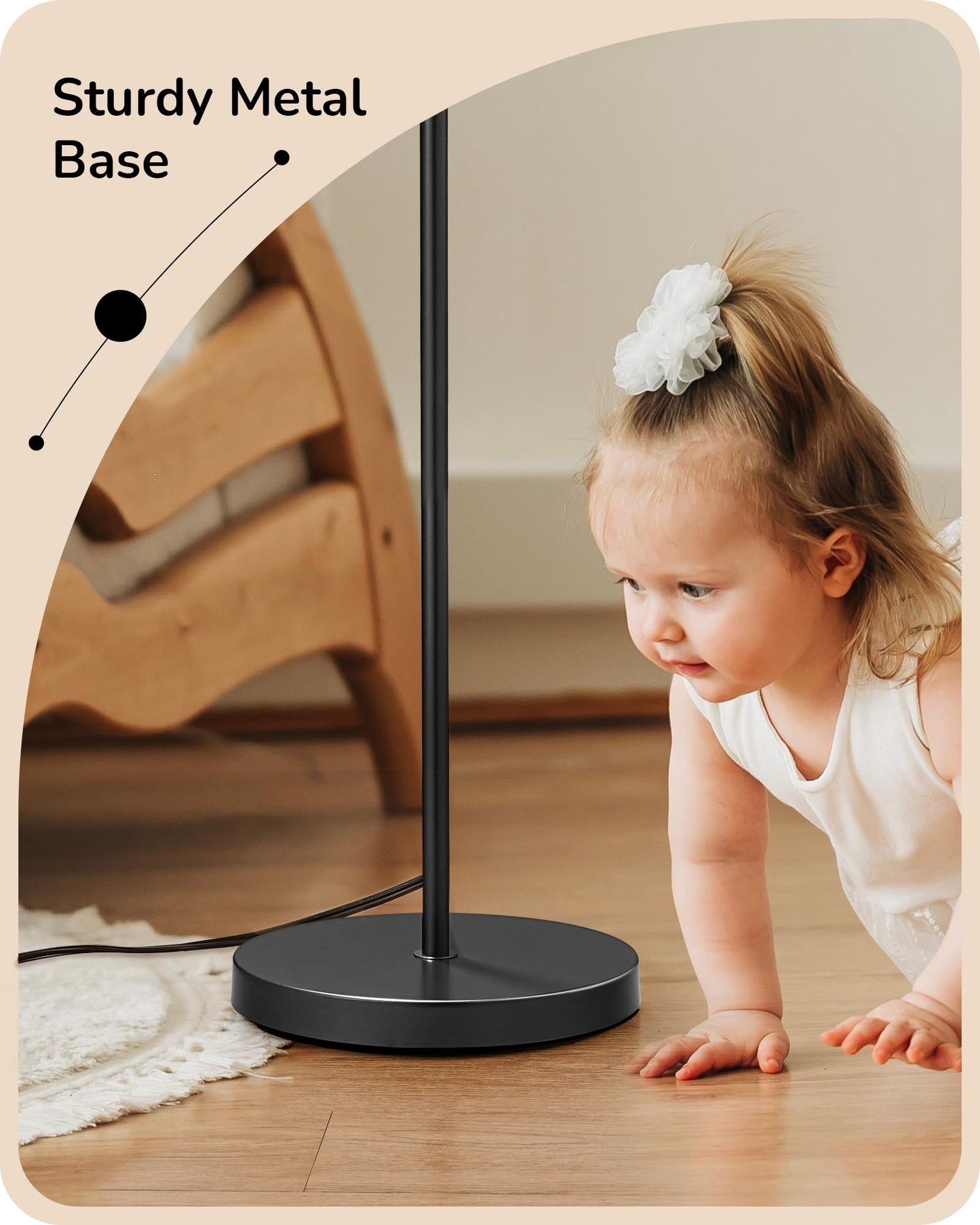 EDISHINE 64.7IN Floor Lamp for Living Room with Remote, Modern Tall Standing Lamp, Dimmable & 5CCT, Foot Pedal Switch, Minimalist for Bedroom, Bulb Included, Black