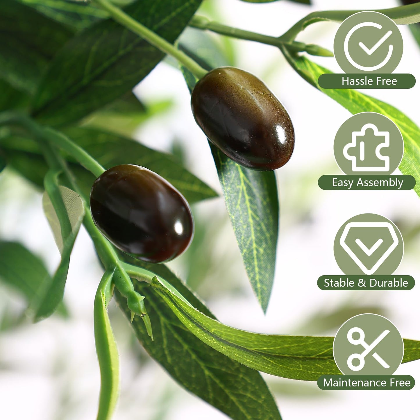 Alupssuc 6ft Olive Tree Artificial Indoor, Fake Tree Potted Faux Olive Trees with Lifelike Fruits and Realistic Leaves, Artificial Plants Indoor Fake Plants for Modern Home Office Living Room Decor