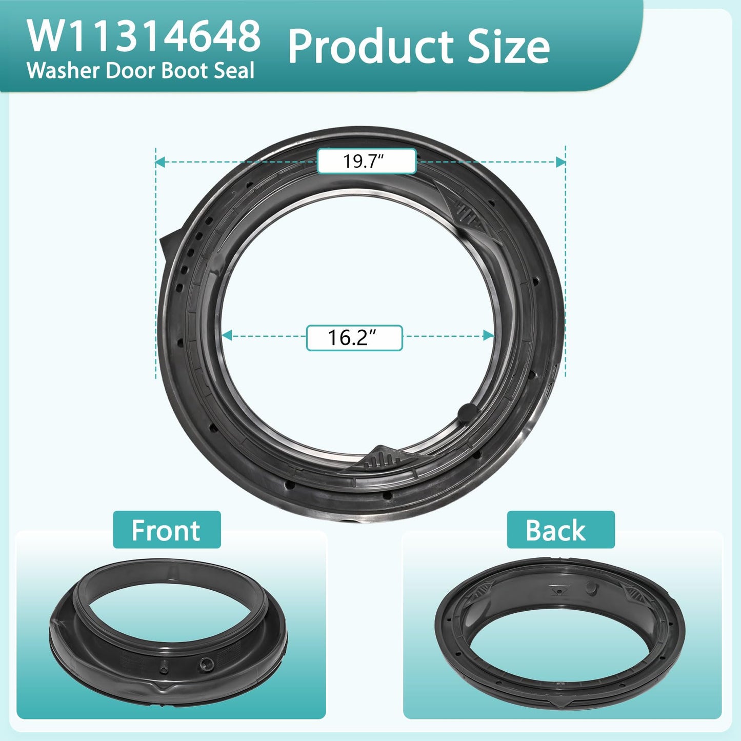 Upgraded W11314648 Washer Door Boot Seal Compatible with Maytag Inglis Amana Whirlpool Washer Replaces W10897390 4931032 AP6835703 PS12711495 EAP12711495 Washer Door Boot Gasket