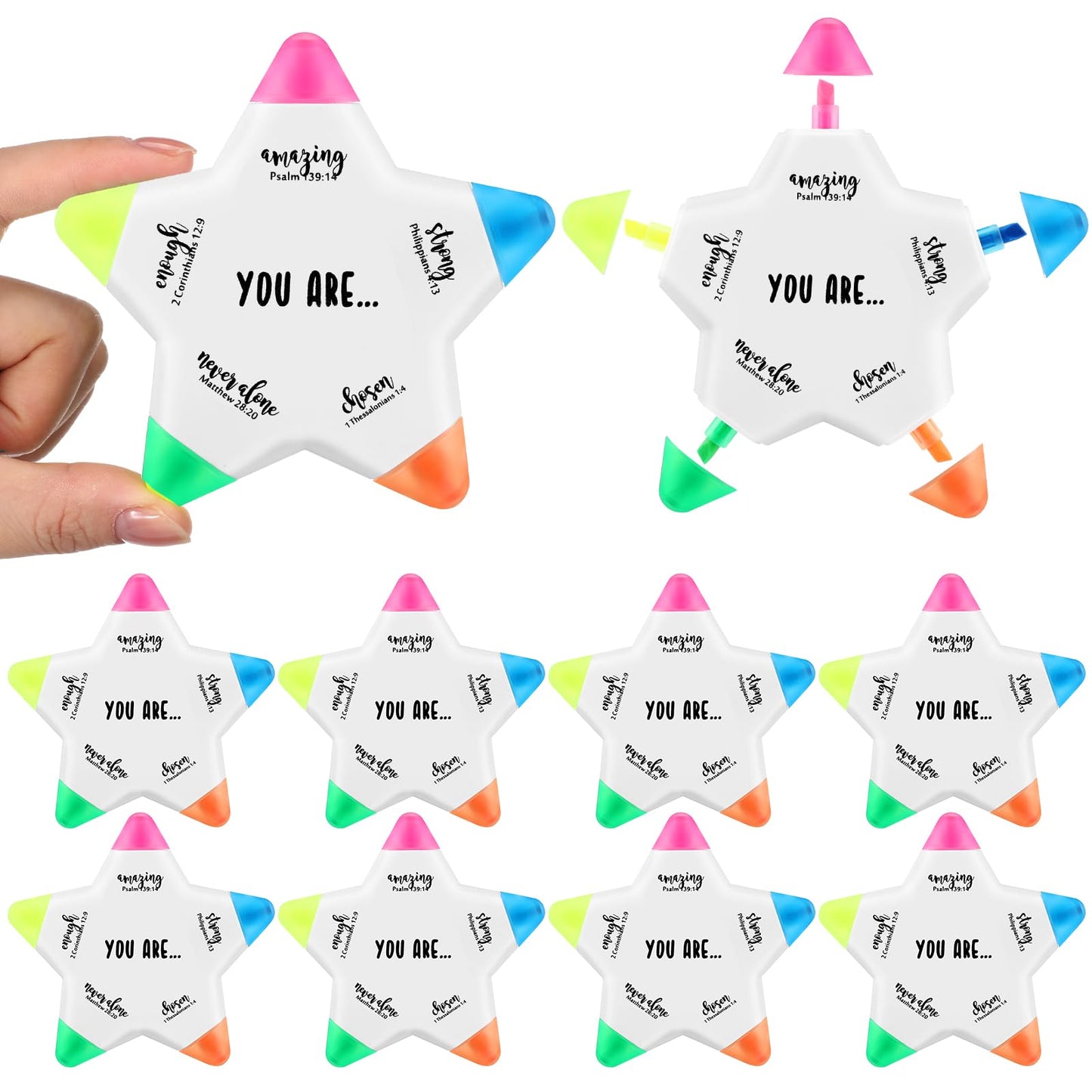 Chivertion 50 Pcs Christian Gifts Bible Highlighters and Pens No Bleed Inspirational Highlighters Brush Tip Bulk Church Gift Bible Study Supplies Religious Stationery