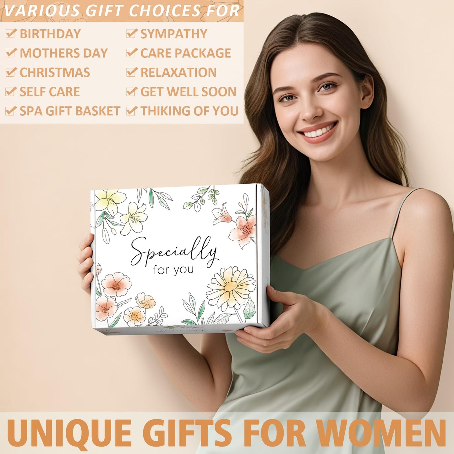Self Care Get Well Soon Gifts Basket for Women, Birthday Gifts for Women Spa Care Package, Thinking of You Inspirational Sympathy Gift Basket, Unique Christmas Gift Set for Mom Her Grandma Sister Wife