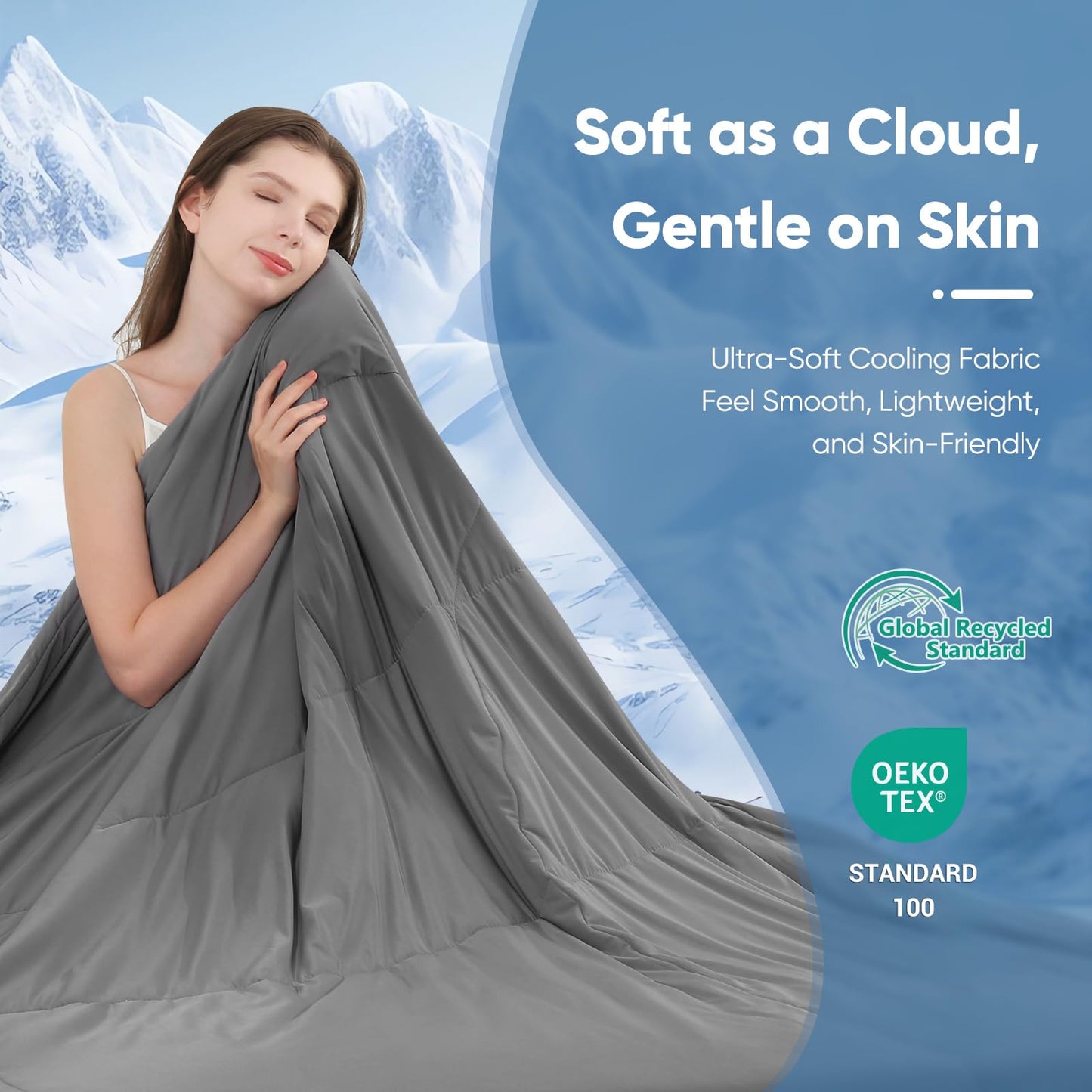 Elegear Revolutionary Cooling Comforter Queen Absorb Body Heat to Keep Cool, Cooling Blanket for Hot Sleepers Japanese Arc-Chill 3.0 Cool Tech Fabric Summer Comforter Hypo-Allergenic Cool Quilt - Gray