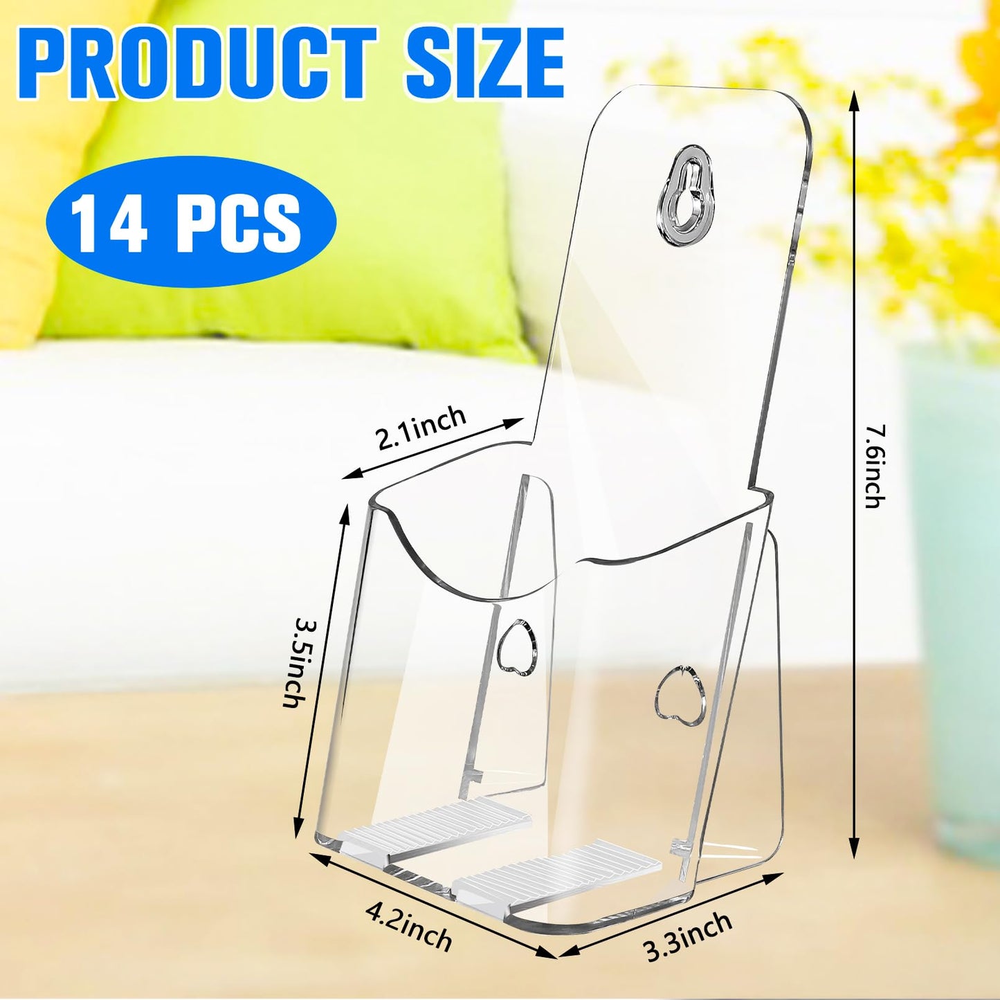Dyrfolm 14 Pieces Acrylic Brochure Holder,4 x 7.9 Inch Plastic Flyer Display Stand,Pamphlet Holder Wall Mount Clear Countertop Organizer,Clear Literature Holder,Flyer Holder for Office,Home,Store