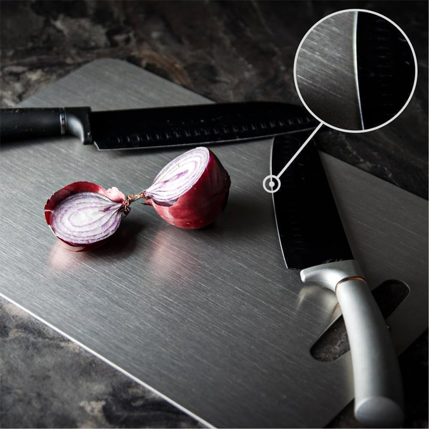 Wekayli 304 Stainless Steel Cutting Board for Kitchen, Non Toxic Cutting Boards Set, Dishwasher Safe and Knife Friendly Chopping Board for Meat Vegetable Fruit(15"x 11",13"x 9",10"x 6")