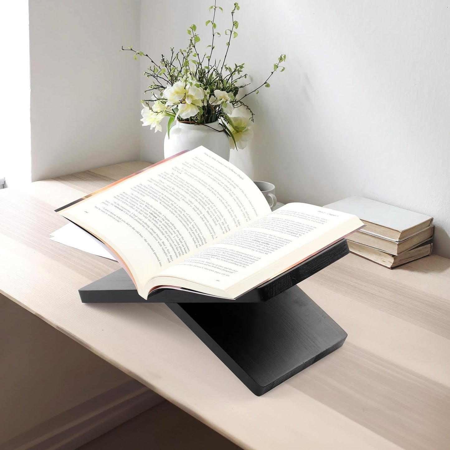 Book Stand for Reading - Solid Wood Book Holder for Open and Closed Books, Cookbook, Magazines, Textbooks (Redwood)