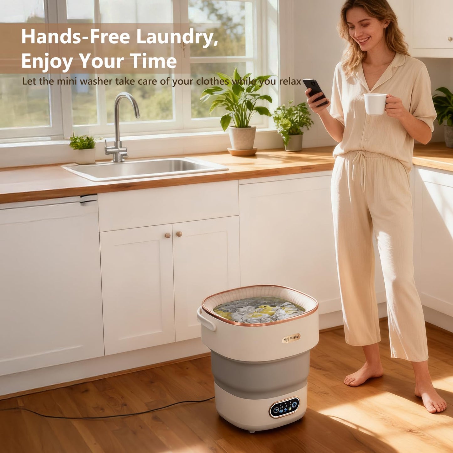 Portable Washing Machine 16L — 2026 Upgrade Foldable Portable Laundry Machine and Spinner, Underwear, Socks; Portable Washer Ideal for Travel, Dorms, Camping