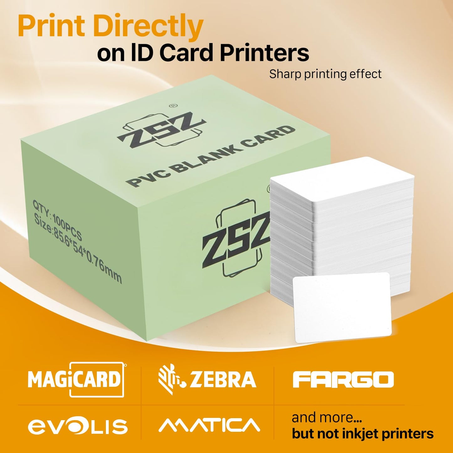 500 Pack - ZSZ Blank PVC Cards Without Scratches, CR80 30 Mil Plastic Cards for Photo ID Badge Printers