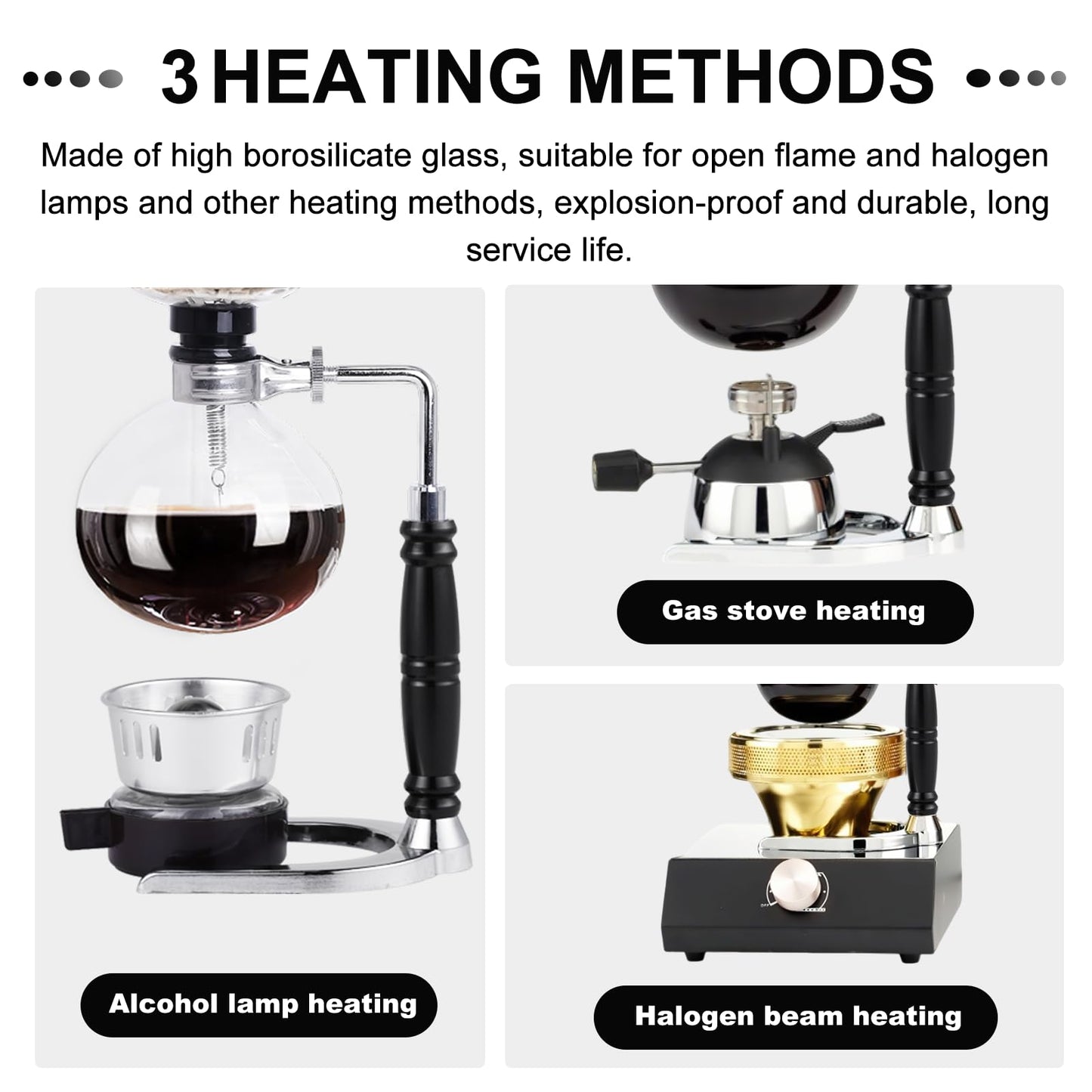YUCHENGTECH Siphon Syphon Coffee Maker Tabletop Glass Siphon Pot Glass Technica Siphon Vacuum Coffee Maker(5 Cups(600ml))