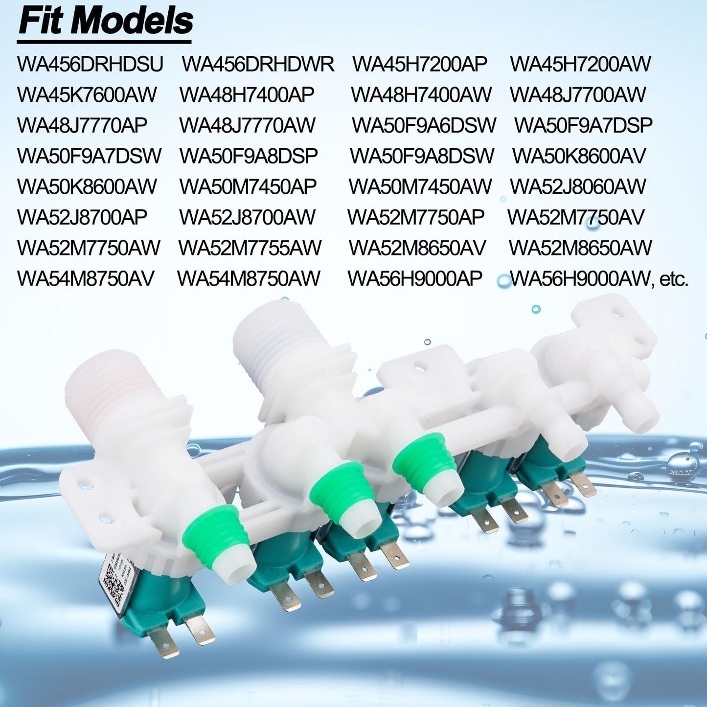 Water Inlet Valve Assembly Compatible With Samsung Washer WA52M7750AW/A4 WA52M7750AV/A4 WA52M8650AV/A4 WA52M8650AW/A4 WA52J8700AP/A2 WA52J8700AW/A2
