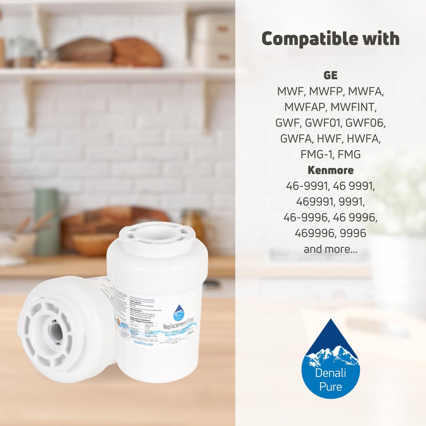 3-Pack Replacement for General Electric MWF Refrigerator Water Filter - Compatible with General Electric MWF Fridge Water Filter Cartridge