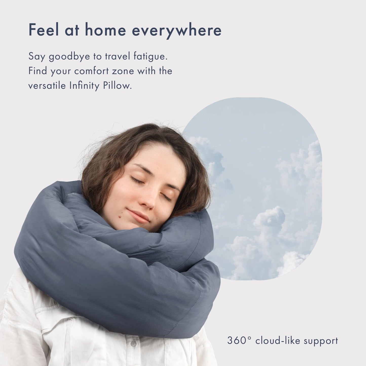 Huzi Infinity Pillow - Travel Neck Pillow - Versatile Soft 360 Support Scarf - Machine Washable - Home Travel Flight Road Trips Airplane Sleeping (Midnight Grey)