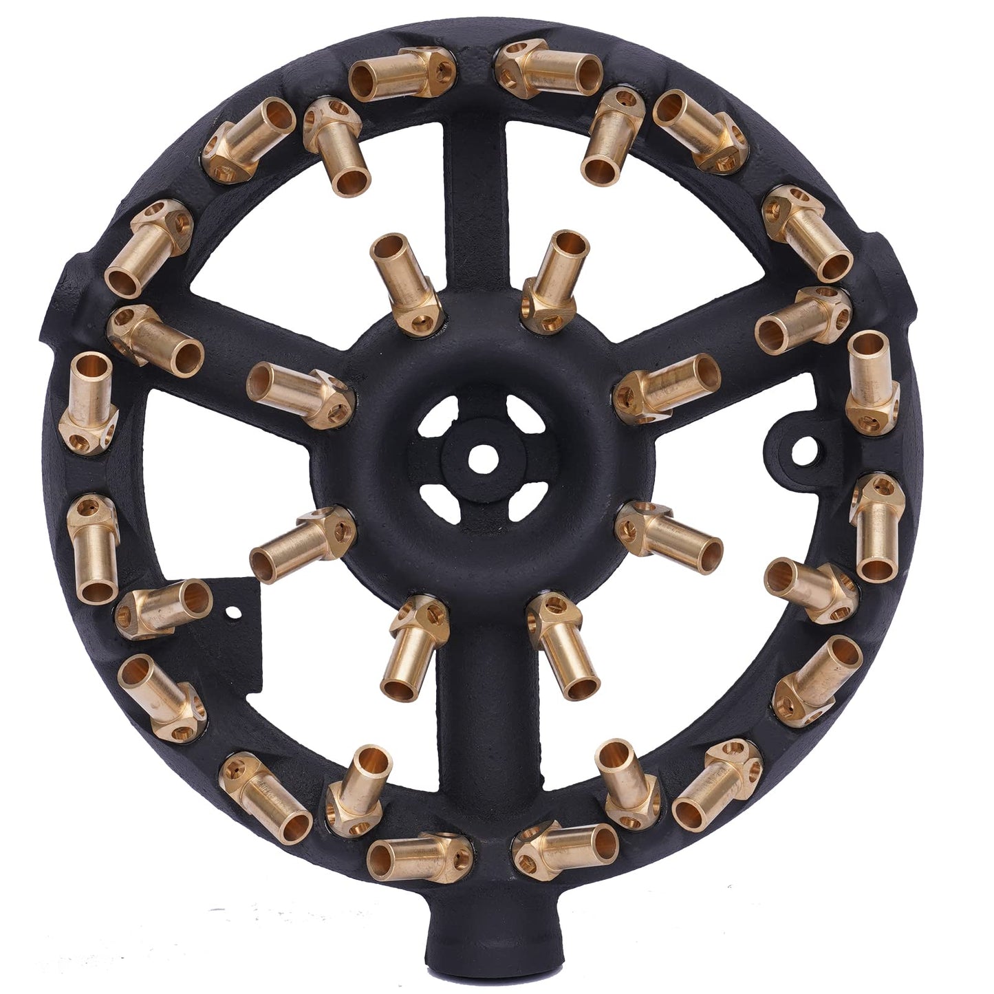 TFCFL 32 Tips Natural Gas Jet Burner, 176,000 BTU G3/4 Round Shape Nozzle Jet Cast Iron Body with Brass Tips for Chinese Wok Range Grilling Stir Fry