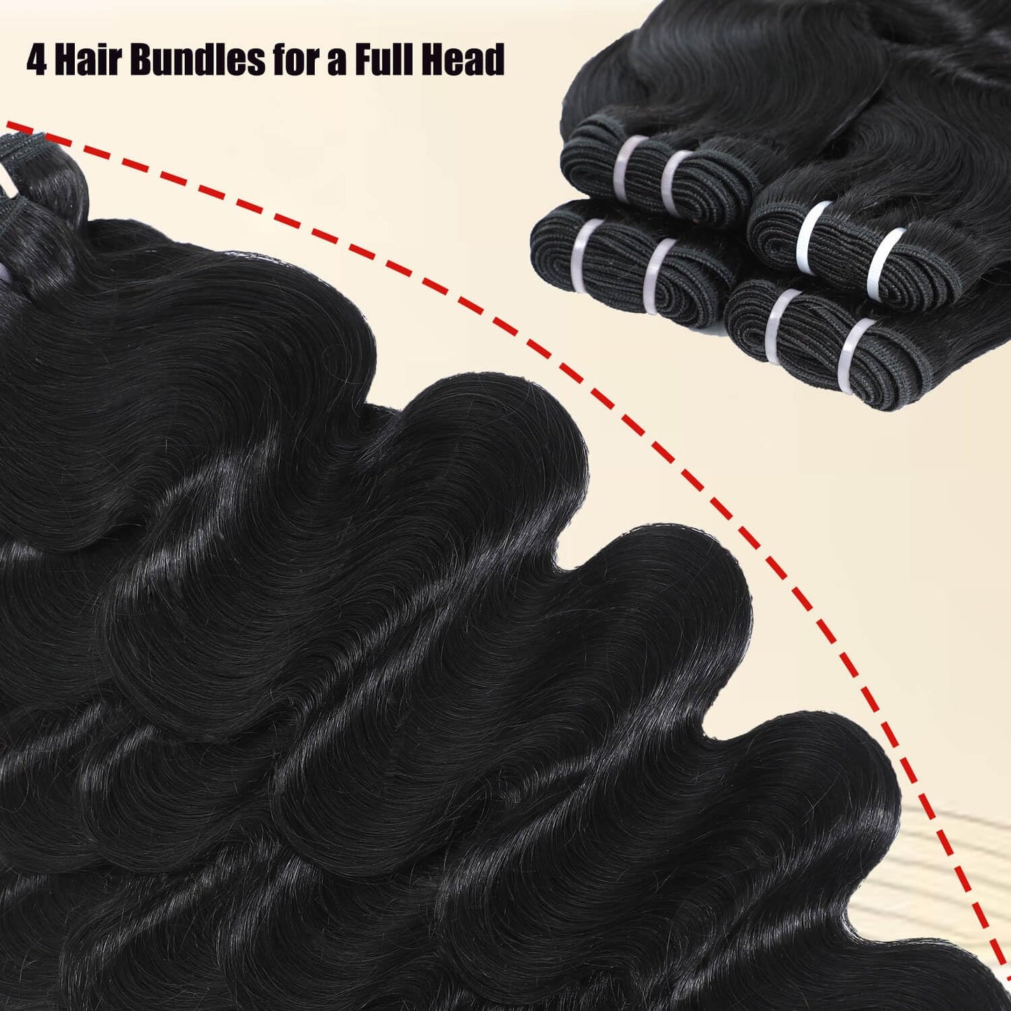 12A 16 18 20 22 Inch Human Hair Bundles Body Wave Bundles Human Hair Thick 4 Bundles 100% Unprocessed Virgin Human Hair Quick Weave Real Human Hair Extensions Natural Black for Women
