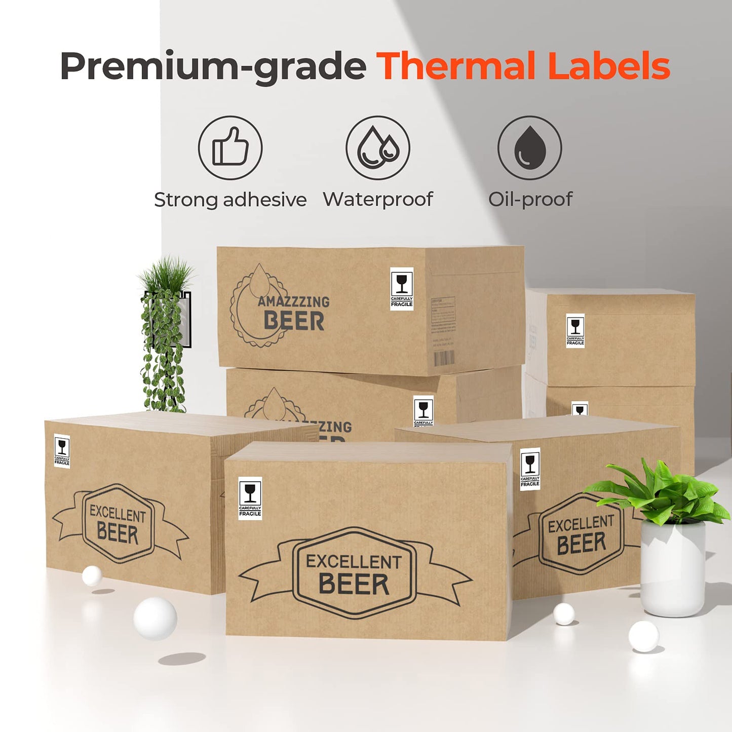 MUNBYN 2.25"x1.25" Thermal Sticker Labels, Self-Adhesive Barcode Label Paper for Direct Thermal Printer and Business, Multi-Purpose Rectangle Address Shipping Mailing Stickers,4000 Sheets/4 Rolls