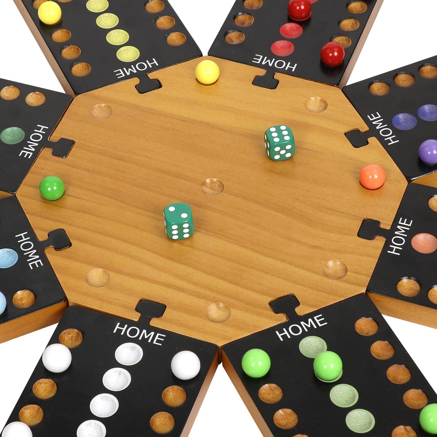 Marble Board Game,Wooden Board Game for 6-8 Players,Portable Design Marble Game with 32 Marbles 16 Dice, Family Game Night Gift for Kids & Adults