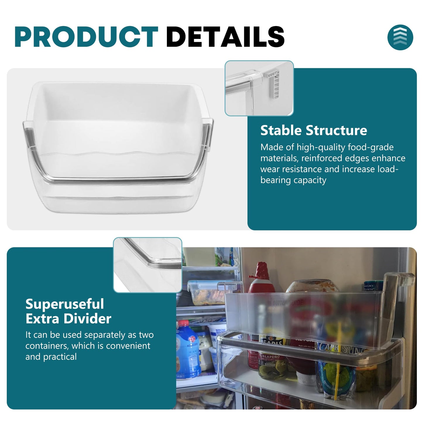 AAP73252202 AAP73252209 Refrigerator Door Bin Replacement for L-G Ken-more Elite Refrigerator 795 parts, Right Refrigerator Replacement Door Bin LFX25991ST LFX31925ST LFXC24726S - 2 PACK by Fetechmate