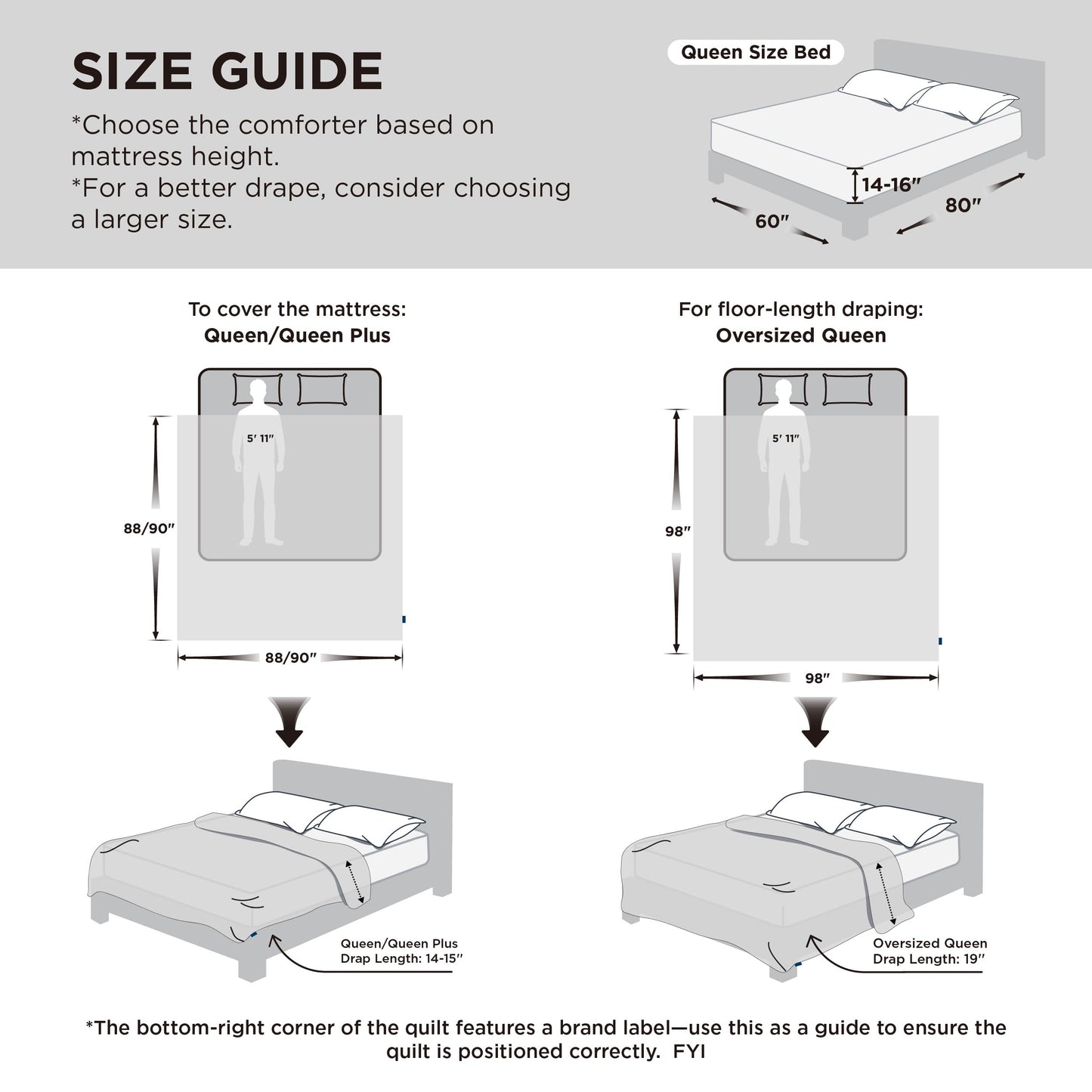 Bedsure Queen Comforter - Comforters Queen Size for All Season, Ultra-Soft Down Alternative & Prewashed Duvet Insert with 4 Tabs - Machine Washable, Linen, 88x88 Inches