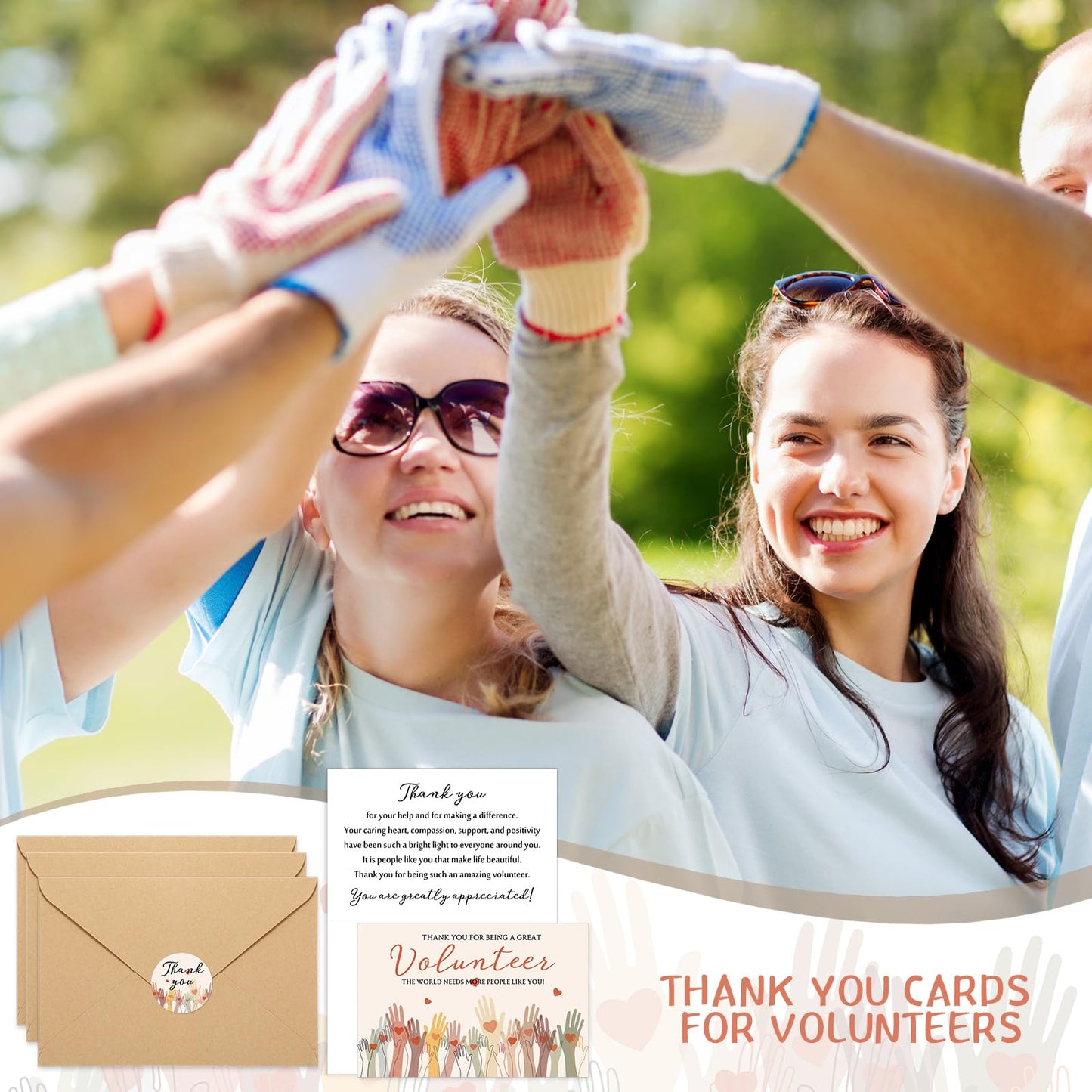 Sinload 100 Sets Volunteer Thank You Cards with Envelopes and Stickers Appreciation Gifts Bulk You Are Greatly Appreciated Cards for Volunteers Church Ministry Charity Supplies