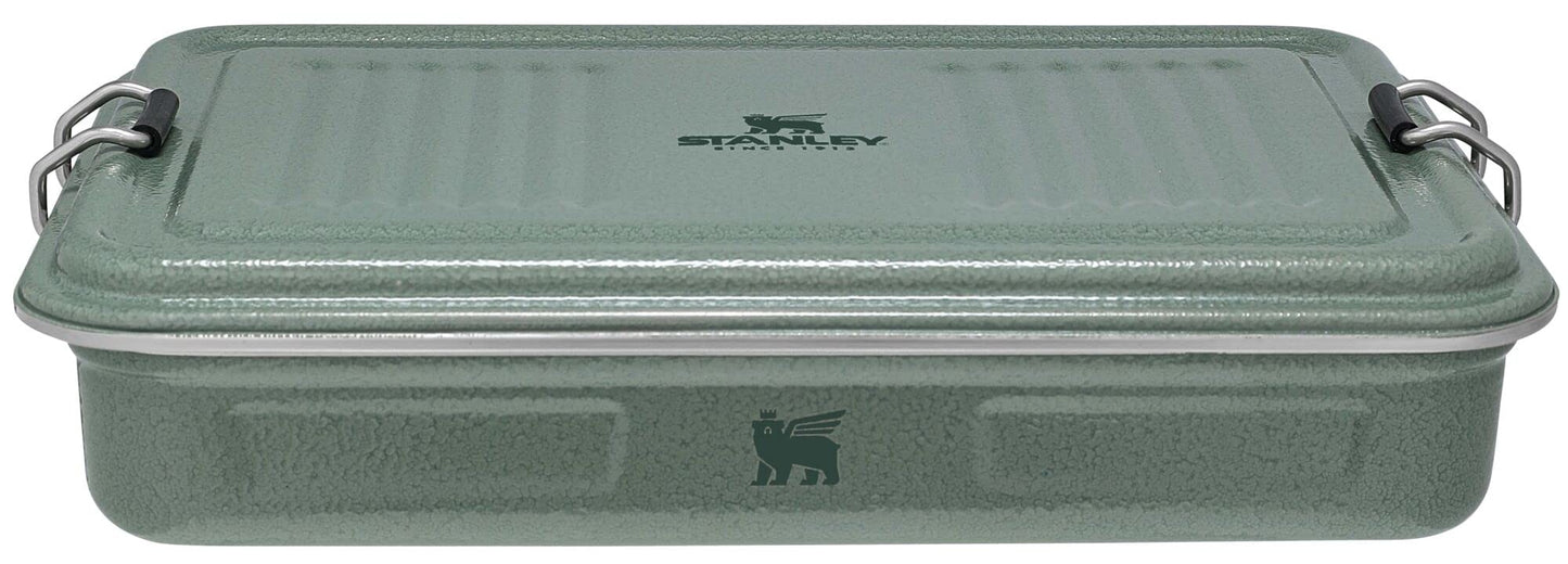 STANLEY Classic Legendary Useful Box 1.25 qt | Metal Snack and Lunch Box | Durable Stainless Steel Travel Food Storage Container | Hiking, Camping, School, or Work | BPA-Free | Hammertone Green
