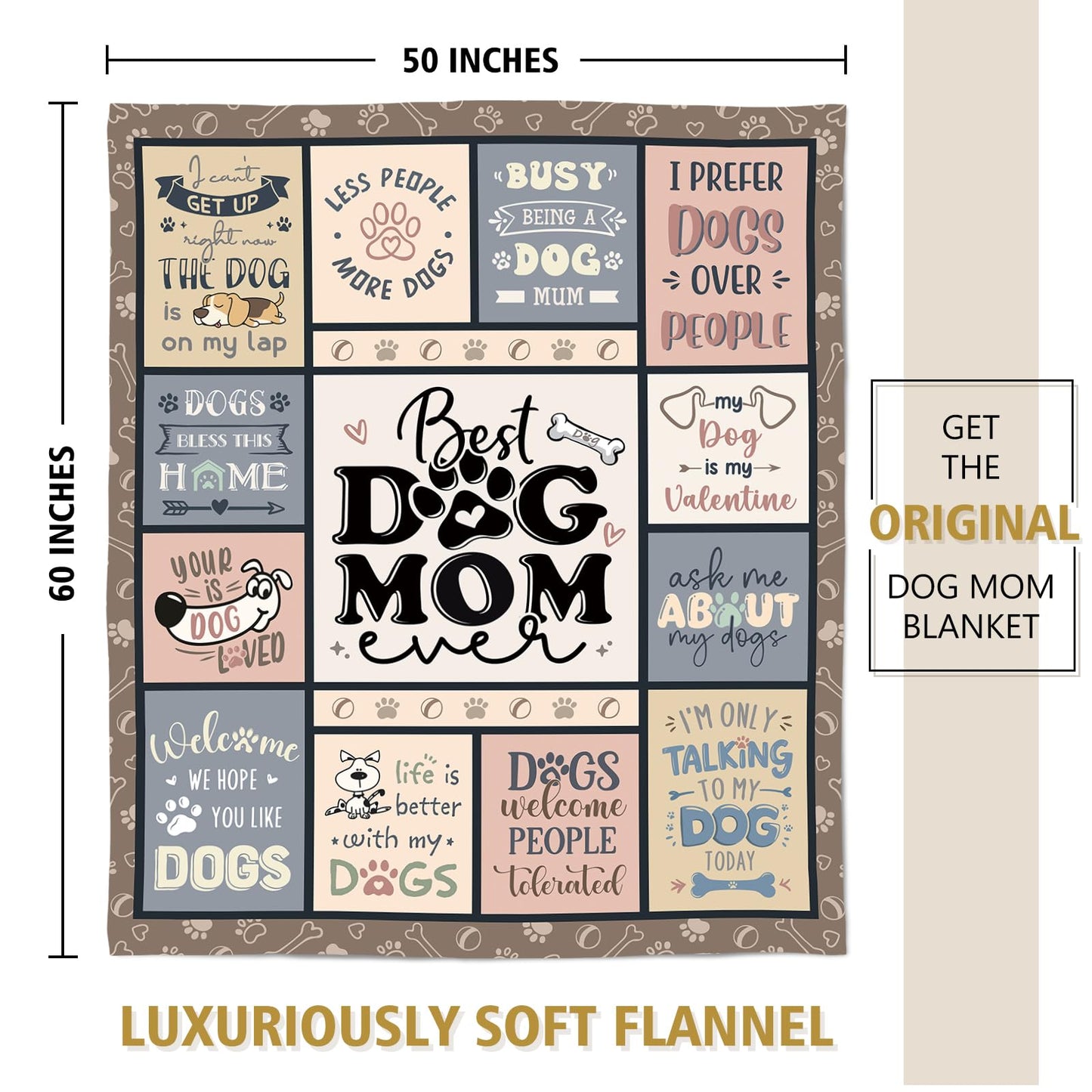 SteadStyle Dog Mom Gifts for Women – Best Ever Blanket for Pet Lovers, Funny Canine-Inspired Throw for Women, Cozy Present for Dog Owners on Birthday, Christmas, or Mother’s Day 60" x 50"