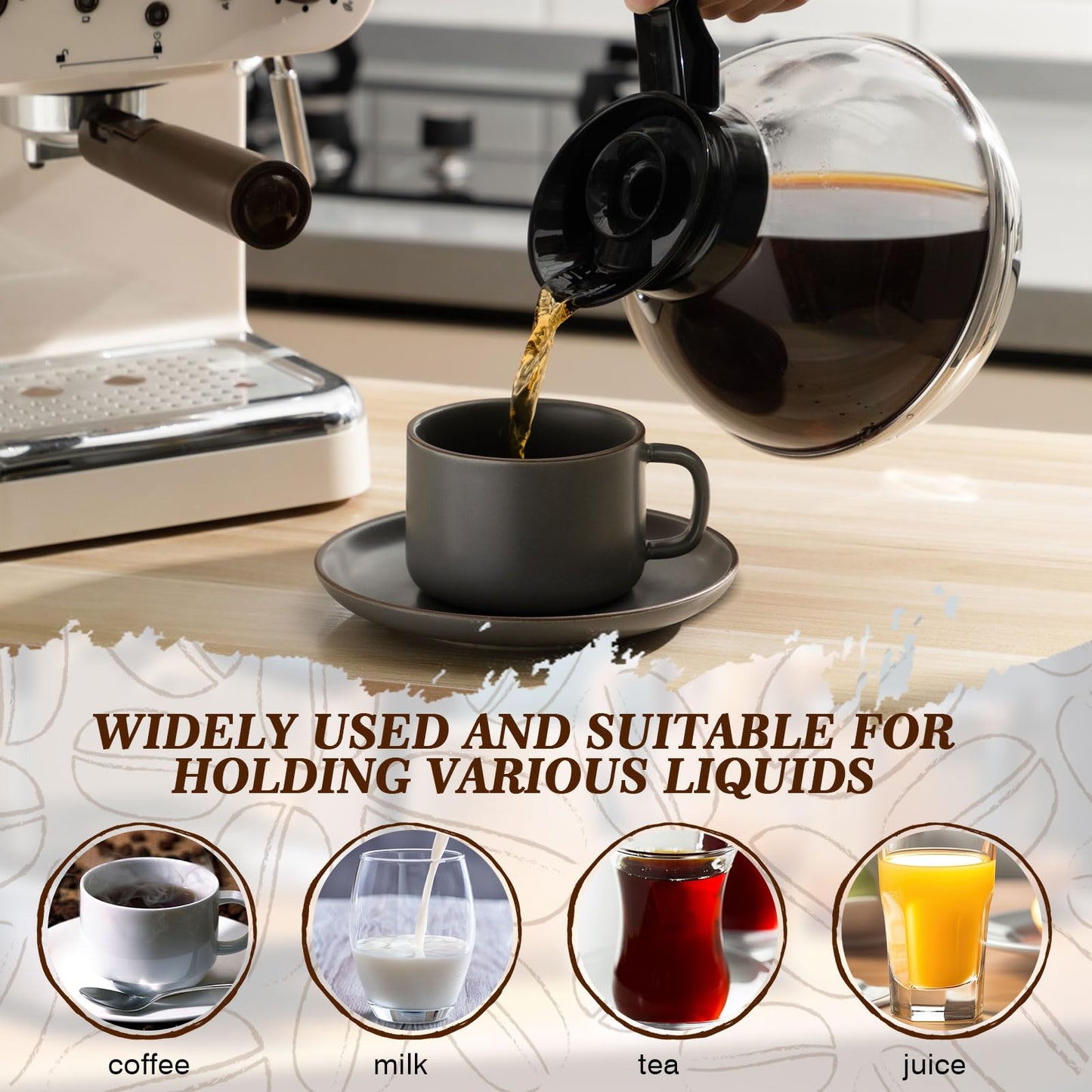 Ferrochef 2 Pcs Plastic Coffee Decanter 64oz Large Capacity Stainless Steel with Polycarbonate Body, Comfortable Handle for Home Office Coffee Shop