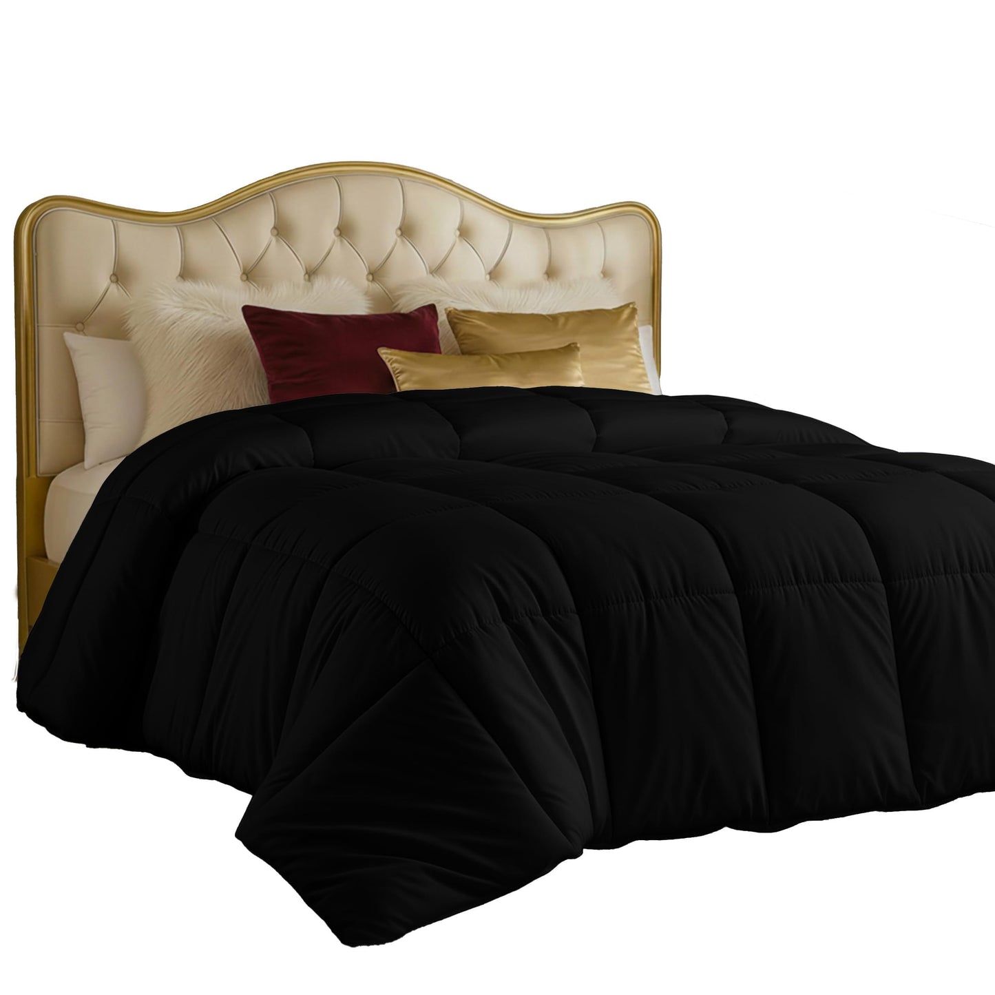 Utopia Bedding Comforters King Size, All Season Duvet Insert, Down Alternative Box Stitched Bed Comforter with Corner Tabs, Machine Washable (Black)