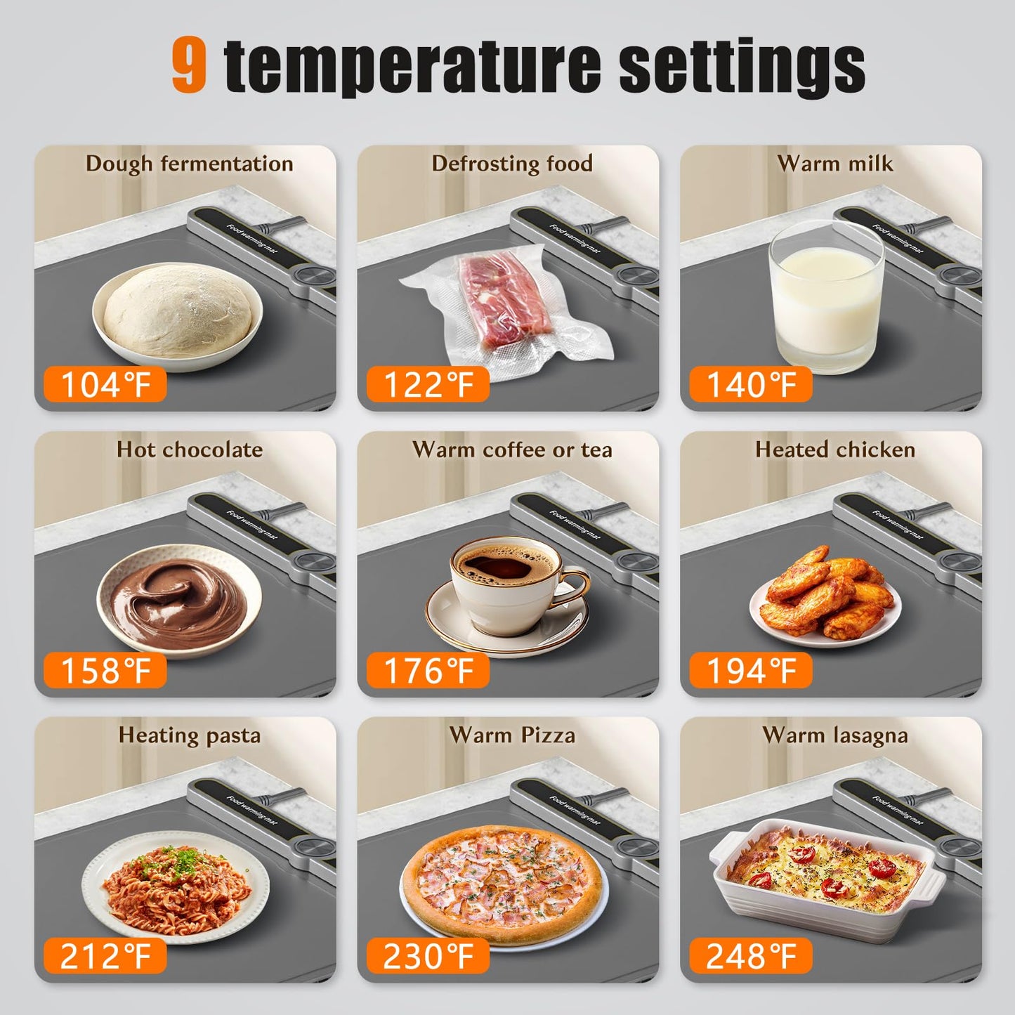NAXBEY Warming Mat for Food extra large, Food Warmer Chafing Dishes for Buffet, 31.6"x15" Foldable Food Warming Mats for Countertops, Sourdough Warmer, Tortilla Warmer, 9-Level Temp 6-Hour Timer