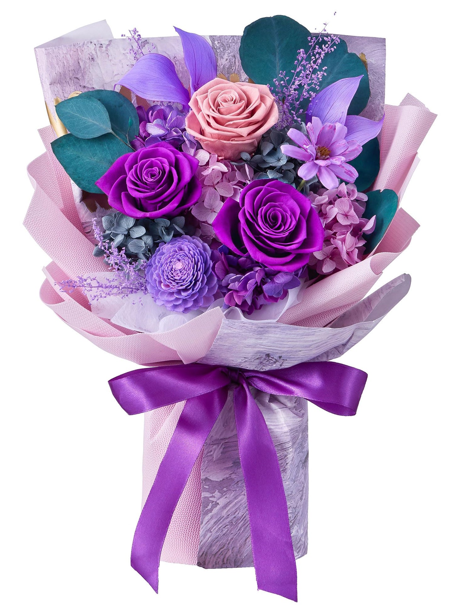 Eterfield Flowers for Delivery Prime, Mother's Day Forever Flowers Bouquet, Preserved Roses and Purple Flowers Birthday Gifts for Her Women Wife Mom Grandma Anniversary Valentines Day Christmas
