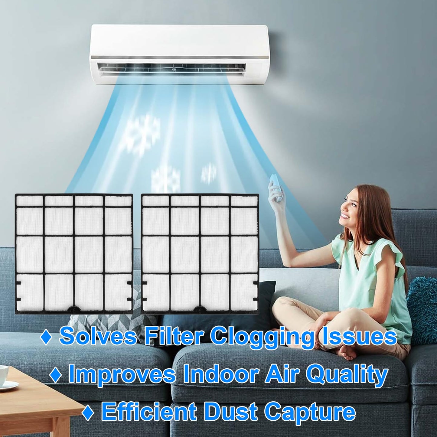 BIBIELF 2Pcs 4007597 Mini Split Air Filter Replacement for Daikin Mini Split Units, 12.4'' * 11.8''