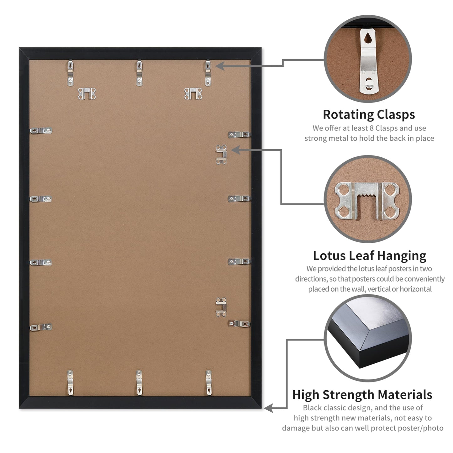 DOAI ART 24x36 Poster Frame Black 2 Pack, Poster Frames 24 x 36 inches or 24x36 Picture Frames with HD Plexiglass for Horizontal or Vertical Wall Mounting, Durable Scratch-proof Safe and Artistic