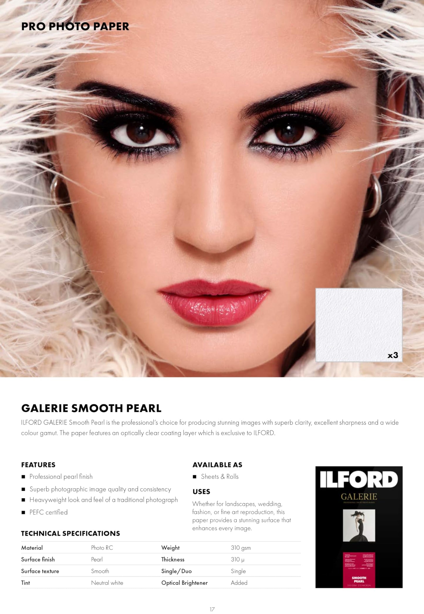 ILFORD Galerie 4x6” (100 Sheets) Smooth Pearl Instant Dry Archival Photo Inkjet Paper 12mil / 310gsm for Dye and Pigment Ink Printers, Color and Black and White, Made in Germany