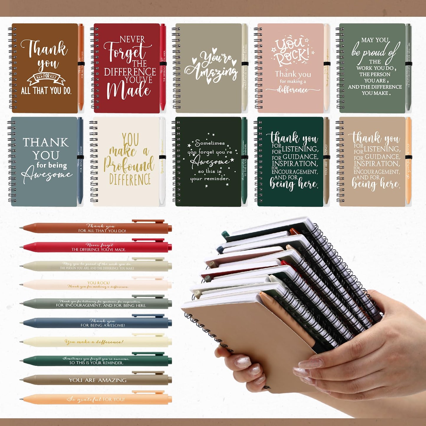 Tellingyou Bulk Employee Appreciation Gifts A6 Notebook with Pens CNA Week Appreciation Gifts Thank You for Team Office Coworker Staff Graduation Teacher Volunteers(Joyous Colors,100 Pcs)