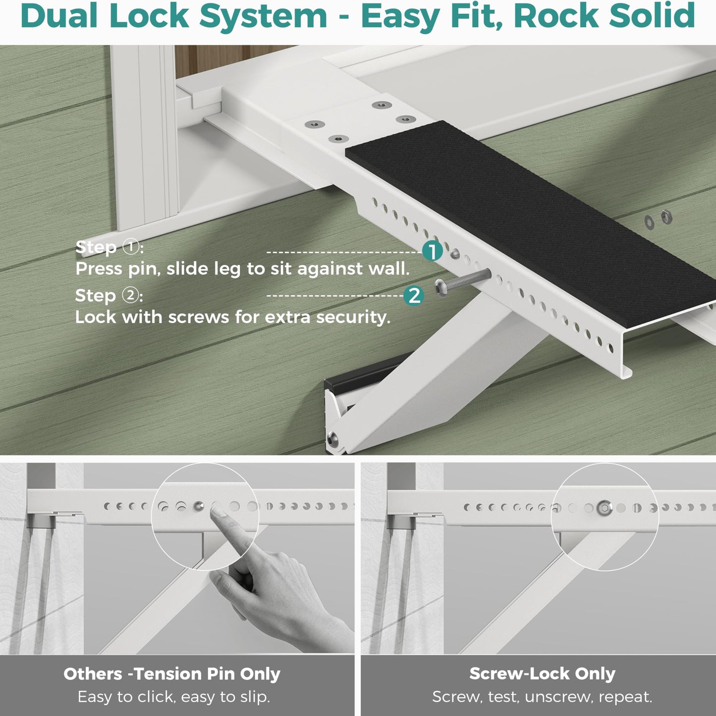 Ocyfym No-Drill Window Air Conditioner AC Support Bracket, AC Unit Outside Holder Stand Brace Mount, Soporte Base para Aire Acondicionado Ventana, Hold Up to 300LBS, Fit Single & Double Hung Window