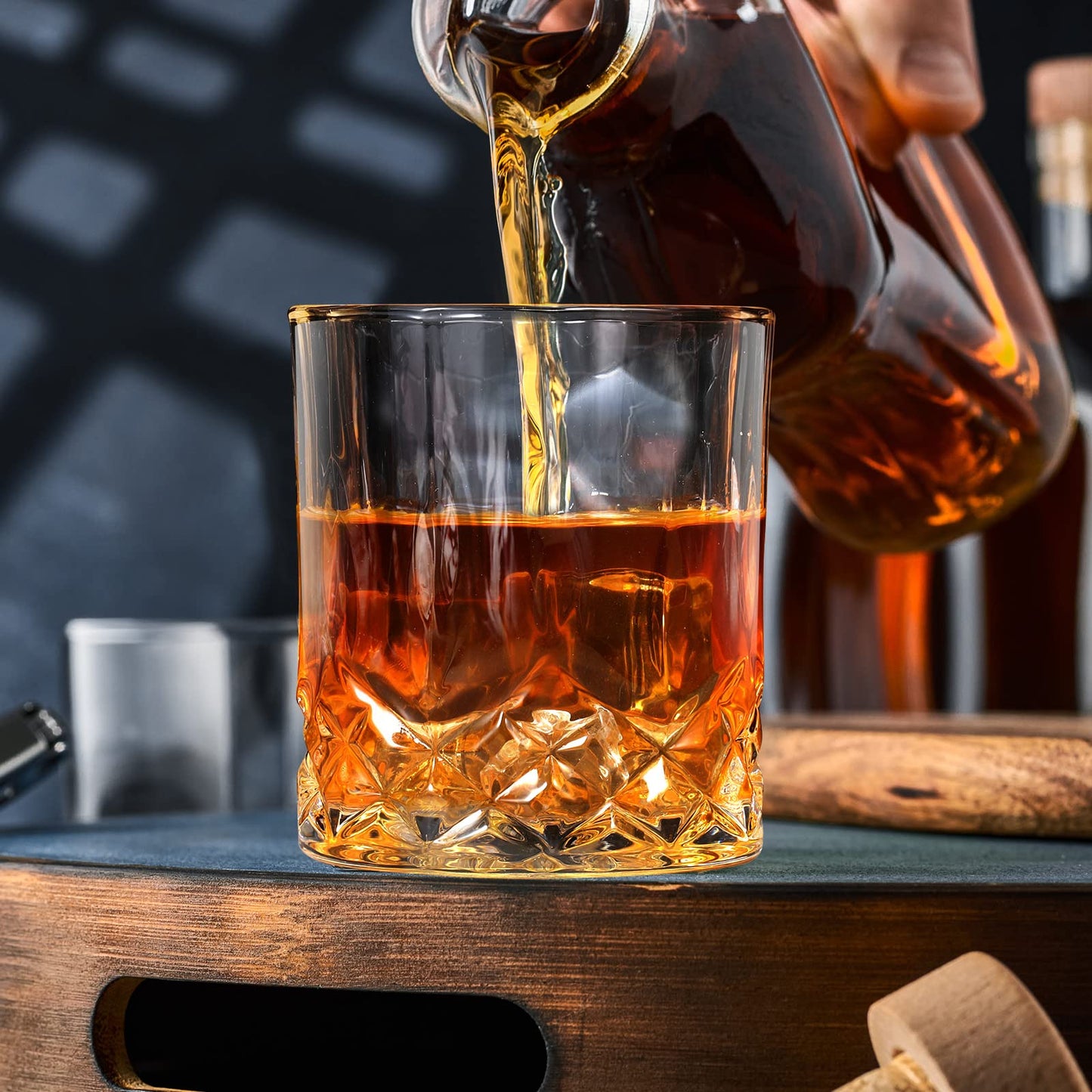 Mimorou 18 Pack Old Fashioned Whiskey Glasses 10 oz Bourbon Cocktail Rocks Glasses for Whiskey Bourbon Liquor and Cocktail Drinks Gift for Men Women Home Bar (Elegant)