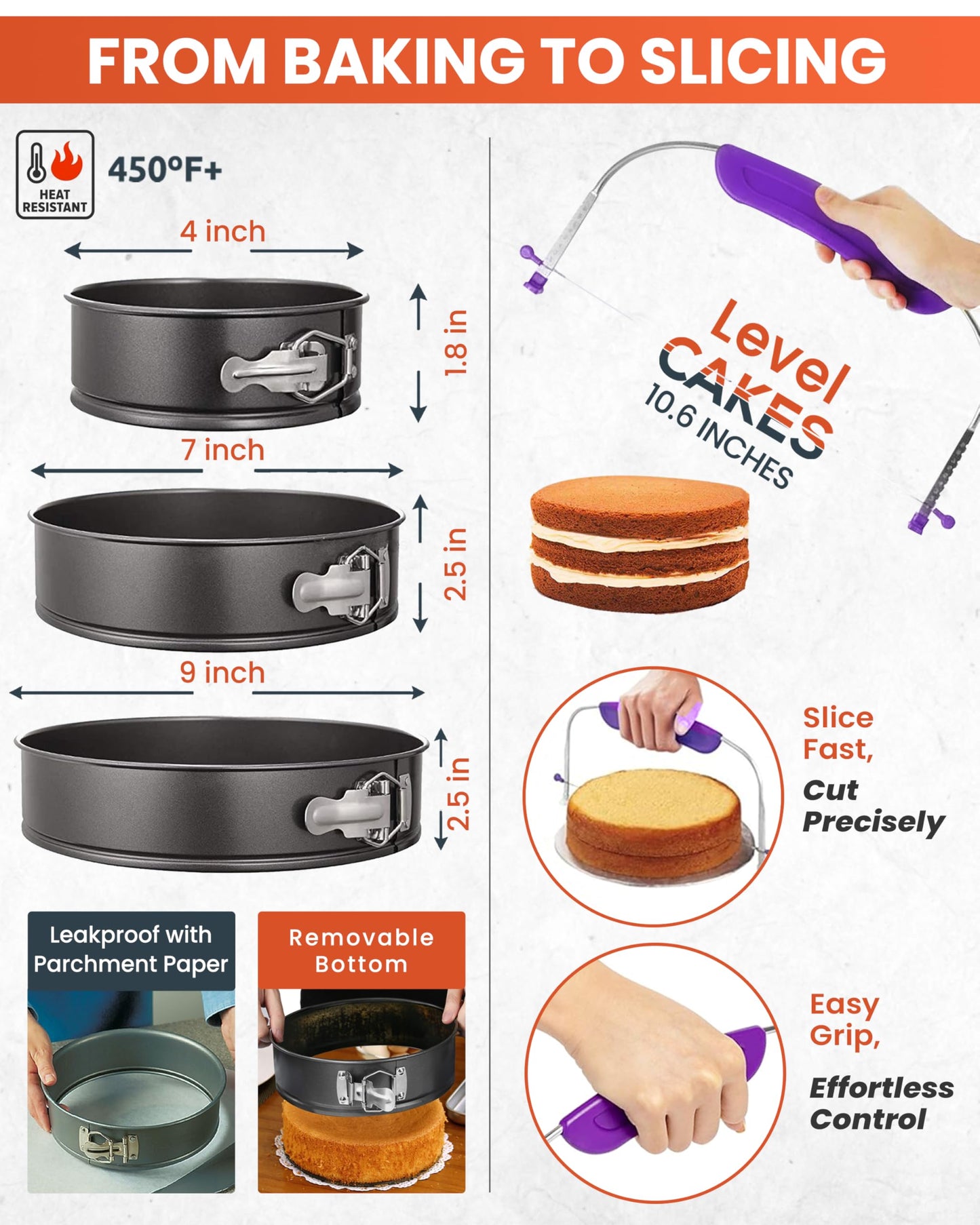RFAQK 700 PCs Cake Decorating Kit with Baking Supplies Cake Decoration Set including Springform Pans, Cake Turntable, Numbered Piping Tips, Icing Spatulas, Fondant tools & much more (700Pcs)