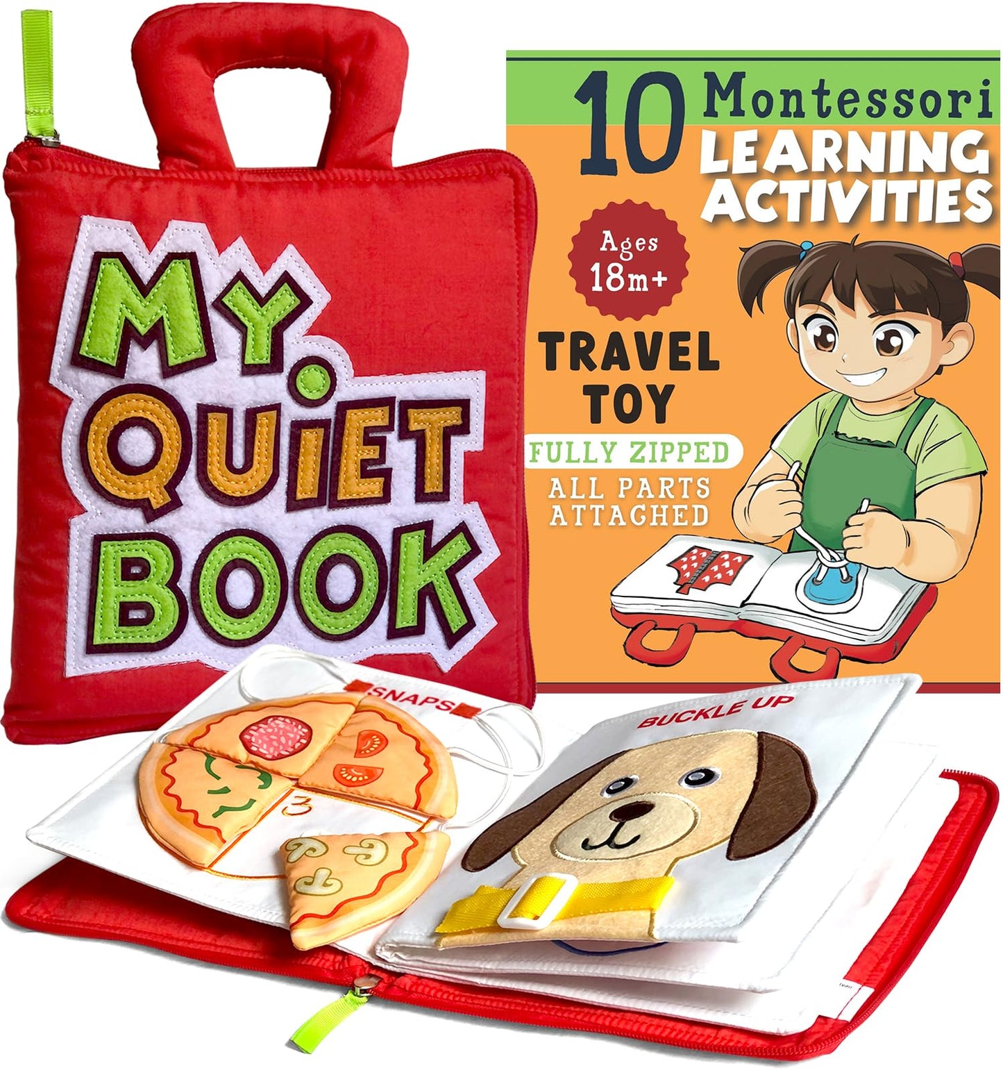 BAVY My Quiet Book - Toddler Travel Car Plane Airplane - No Parts to Get Lost - Activity Montessori Board Book, Travel Toys for Toddlers 1-3, Gifts for 1 2 3 4 Year Old, Birthday Gifts Toys Age 2-4